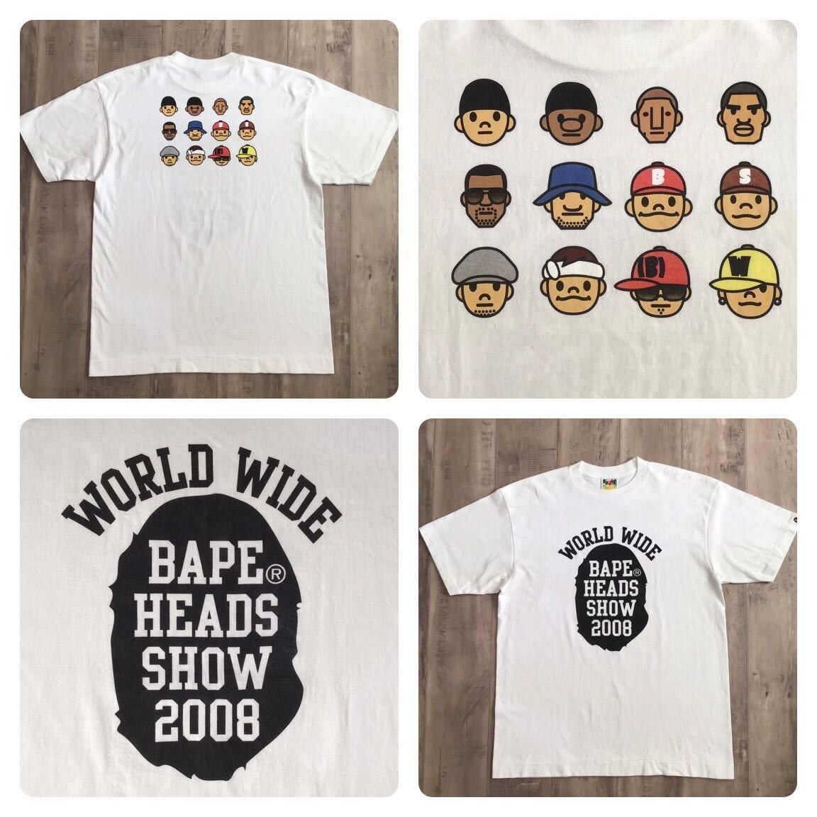 image of 2008 Bape Heads Show T-Shirt Nigo Pharrell Kanye West in White, Men's (Size Large)