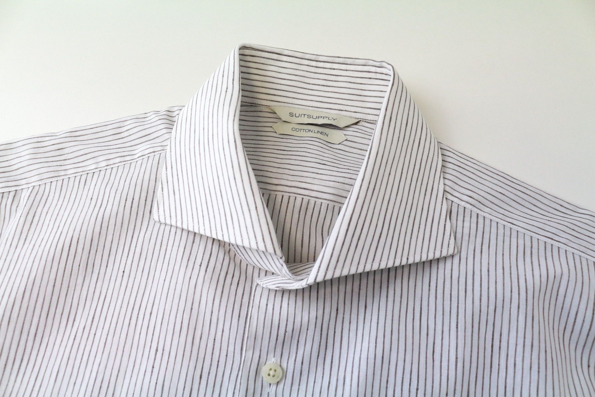 Suitsupply ~XS White Cotton Linen Striped Long Sleeve Shirt 77288 Size US XS / EU 42 / 0 - 3 Thumbnail