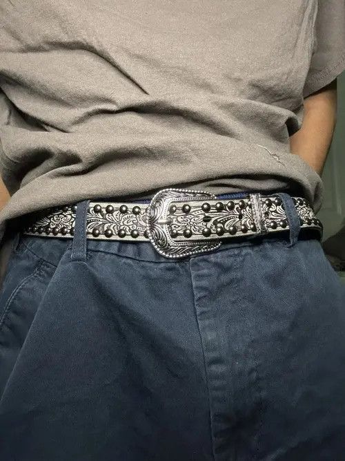 Japanese Brand Gothic Studded Belt (cement gray) Size ONE SIZE - 2 Thumbnail