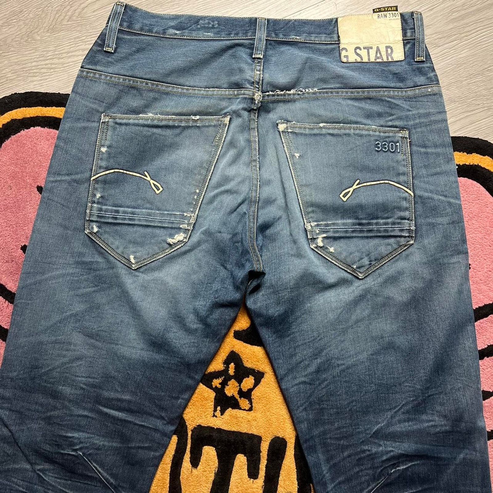 G-Star G-Star Raw Morris Tapered Distressed Stone Wash Jeans 33x30 Size US 33 - 8 Thumbnail