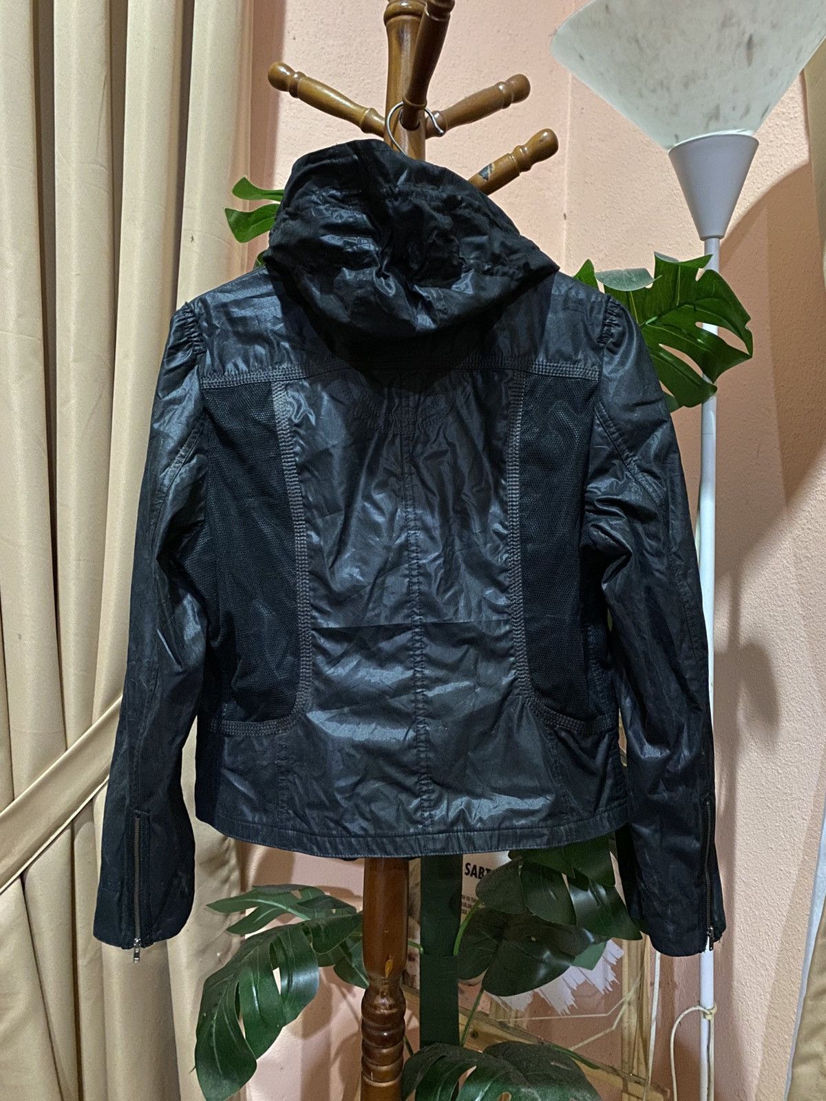 Japanese Brand Vintage INTELLECTION Black Hooded Moto Jacket | Red Lined Size M / US 6-8 / IT 42-44 - 8 Thumbnail