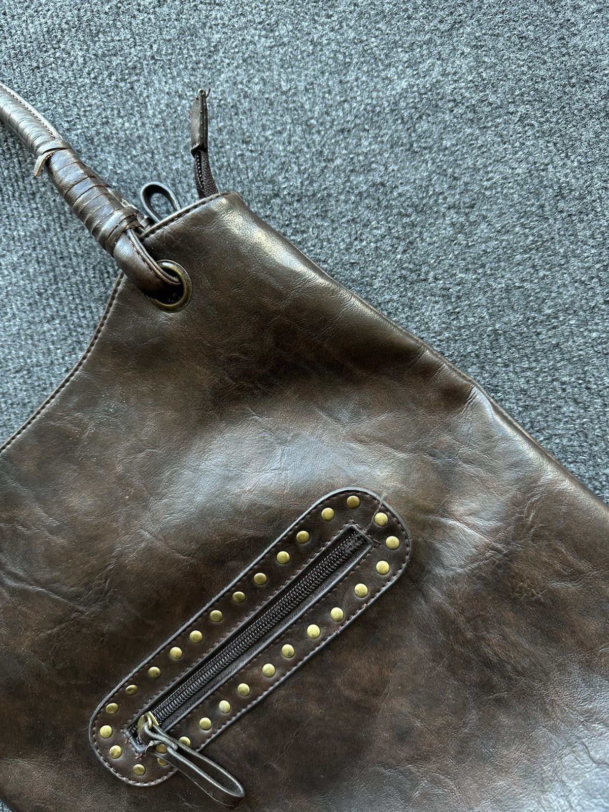 Other 🚨Y2K AVANT-GARDE🚨 LEATHER ZIP Japan style hand bag 90s Size ONE SIZE - 4 Thumbnail