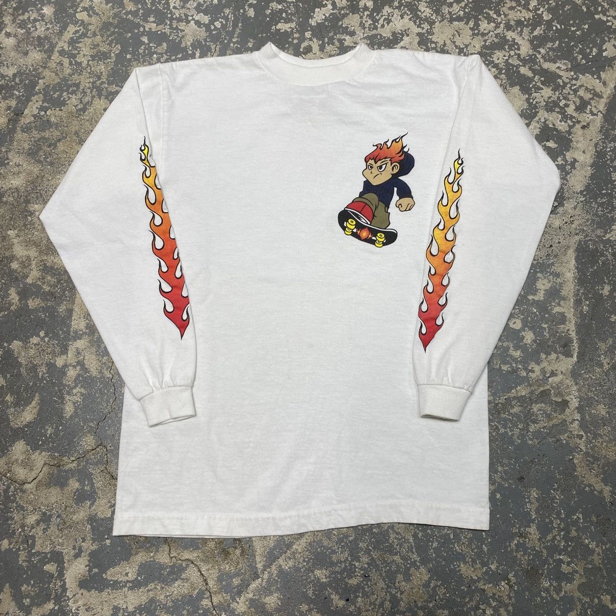 JNCO × Shorty's Skateboards × Vintage Vintage Skateboard Flameboy Flame Sleeve Long Sleeve Tshirt Size US S / EU 44-46 / 1 - 1 Thumbnail