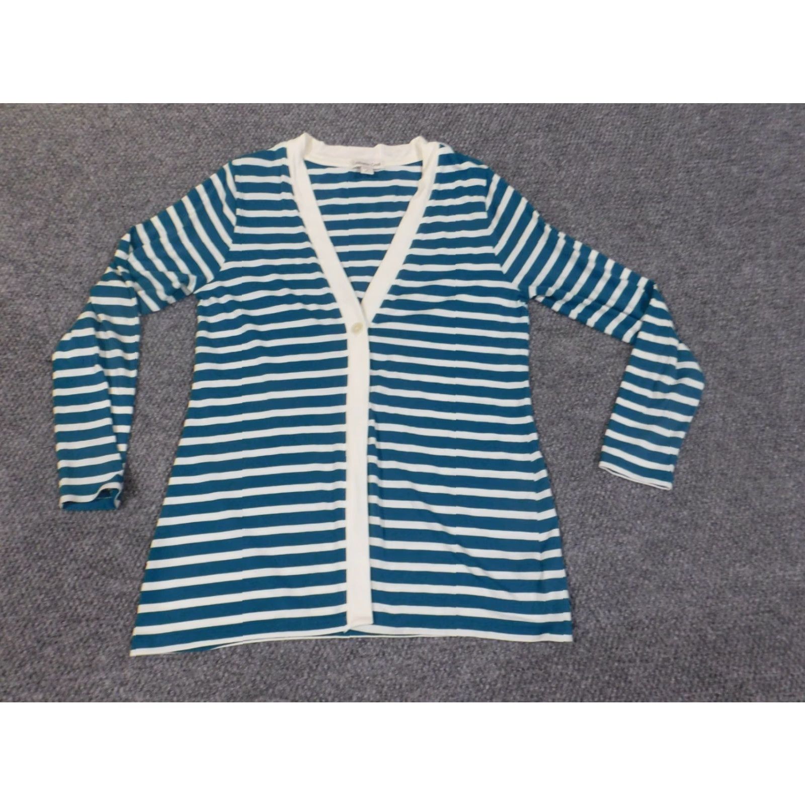 Coldwater Creek Coldwater Creek Blouse Shirt Womens M Blue Striped Knit V-Neck Stretch Casual Size M / US 6-8 / IT 42-44 - 3 Thumbnail