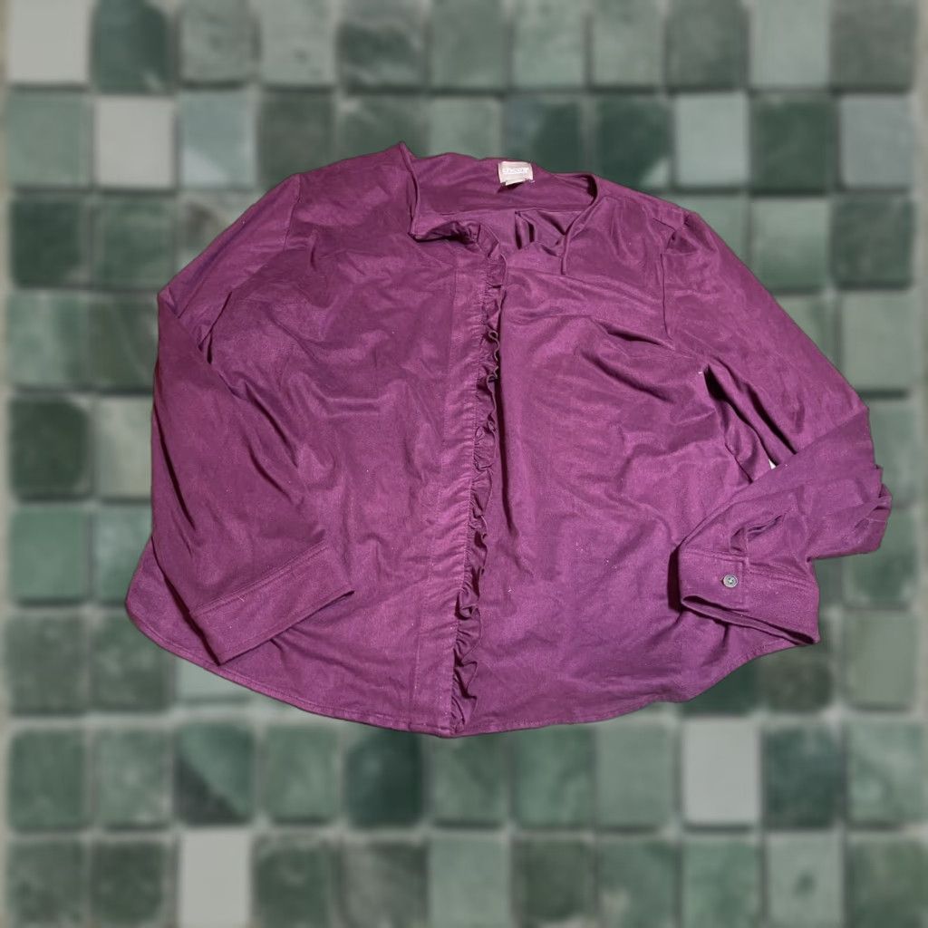 Vintage Chico's Top Womens Size 3 Long Sleeve Purple Blouse Size XS / US 0-2 / IT 36-38 - 1 Thumbnail