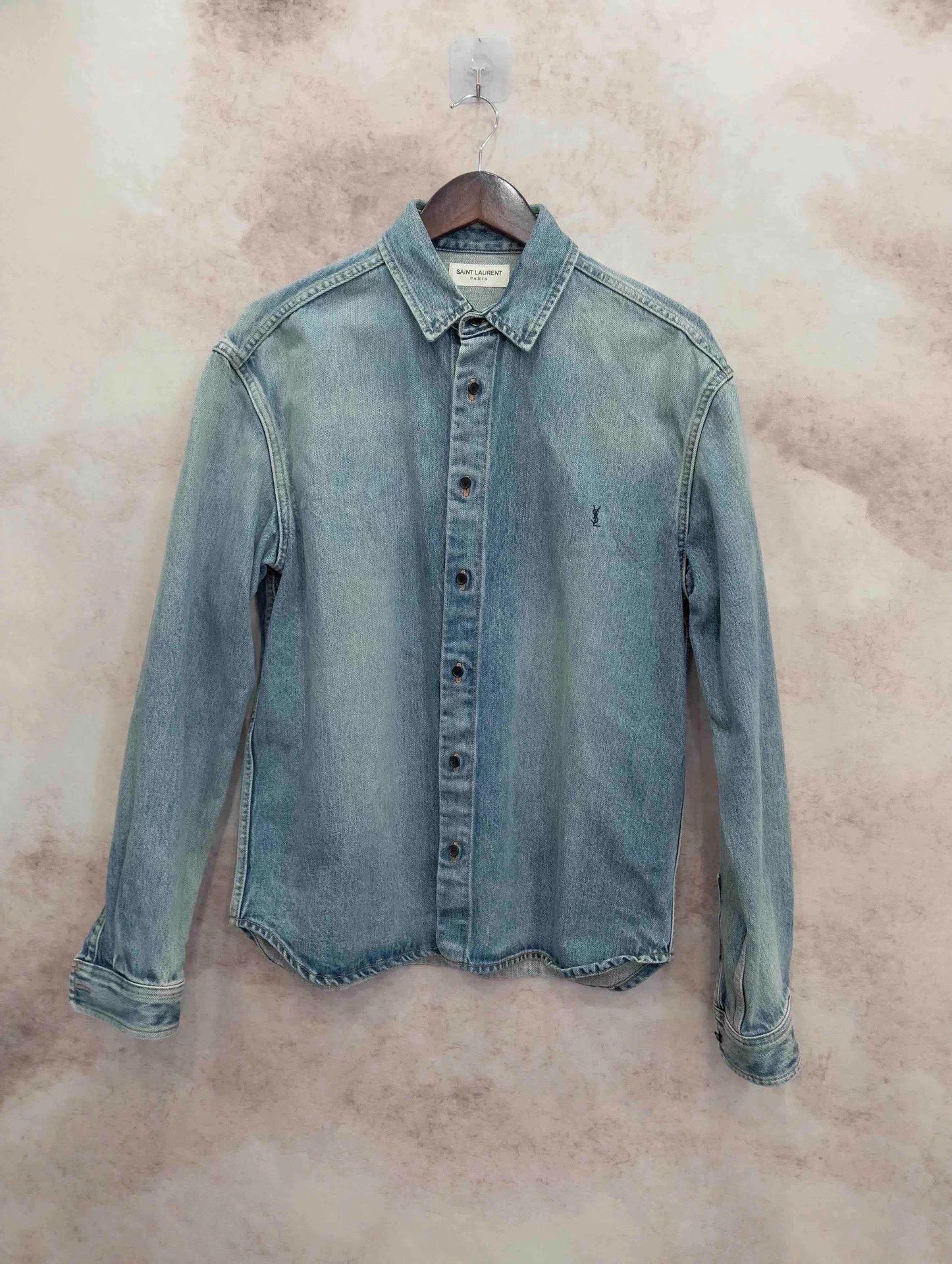 Yves Saint Laurent YSL Denim Shirt Daylight Blue M Size US M / EU 48-50 / 2 - 1 Thumbnail
