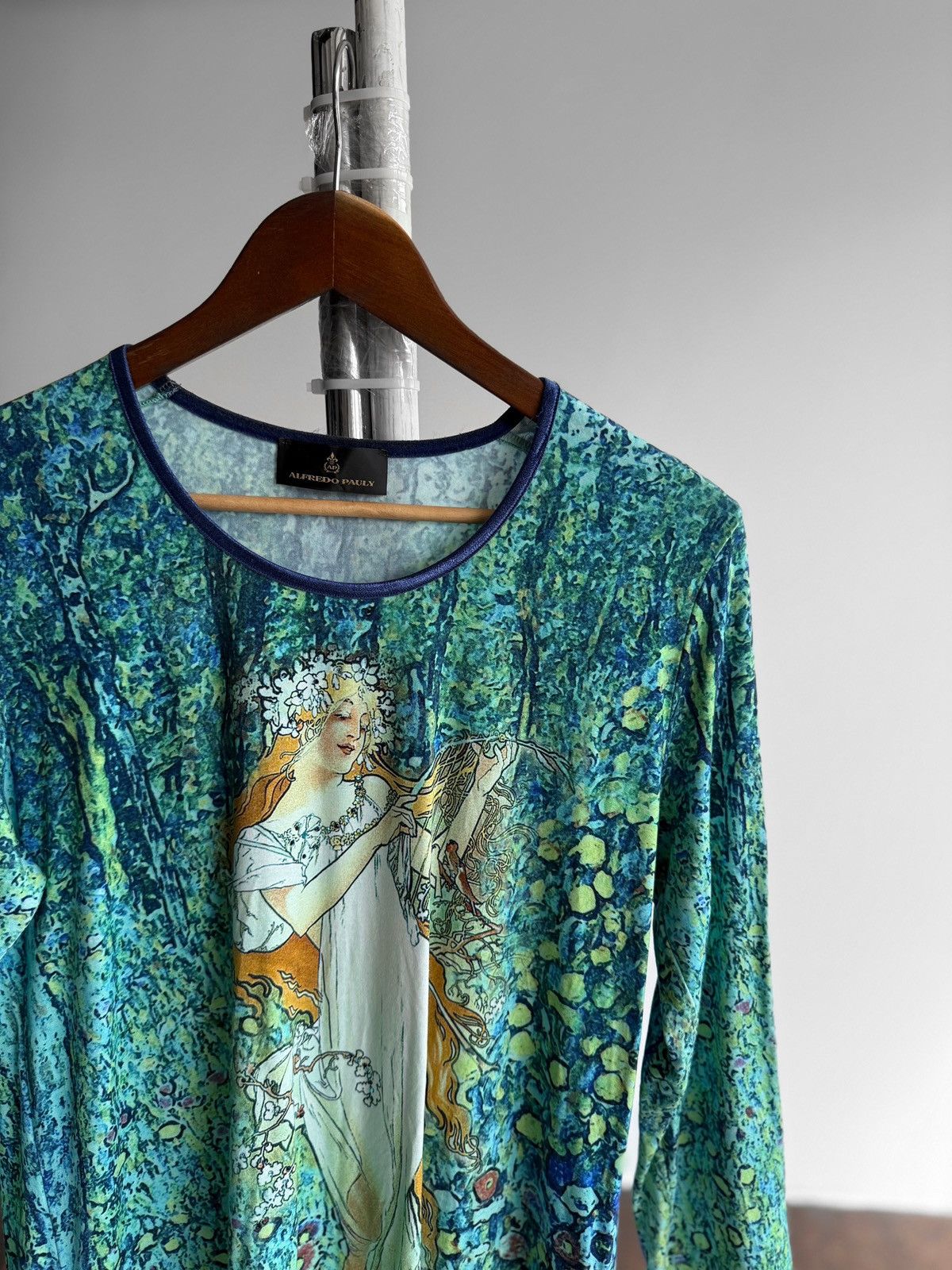 Designer Alfredo Pauly Womens 3/4 Sleeve Y2K Art Graphic Top Blouse Size M / US 6-8 / IT 42-44 - 2 Thumbnail