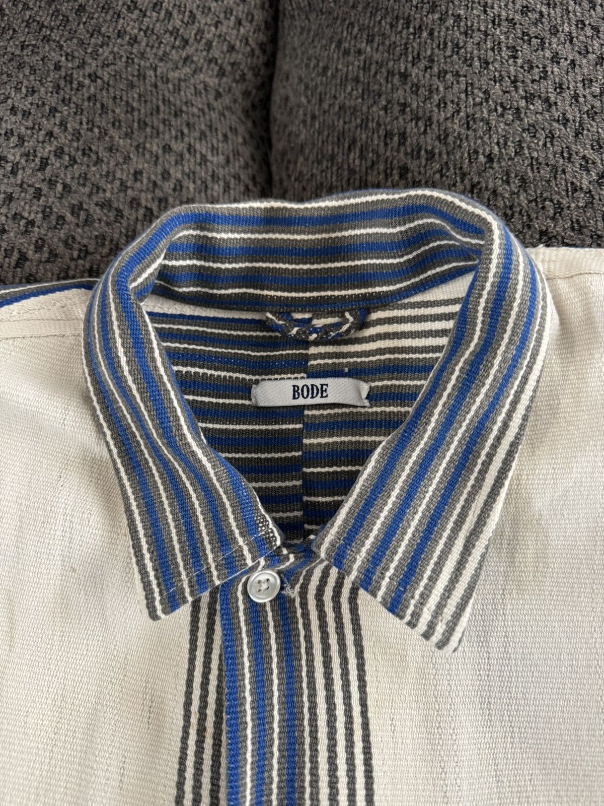 Bode BODE Early Collection 01423 Stripe Shirt Cotton Fringe L/XL Size US L / EU 52-54 / 3 - 8 Thumbnail