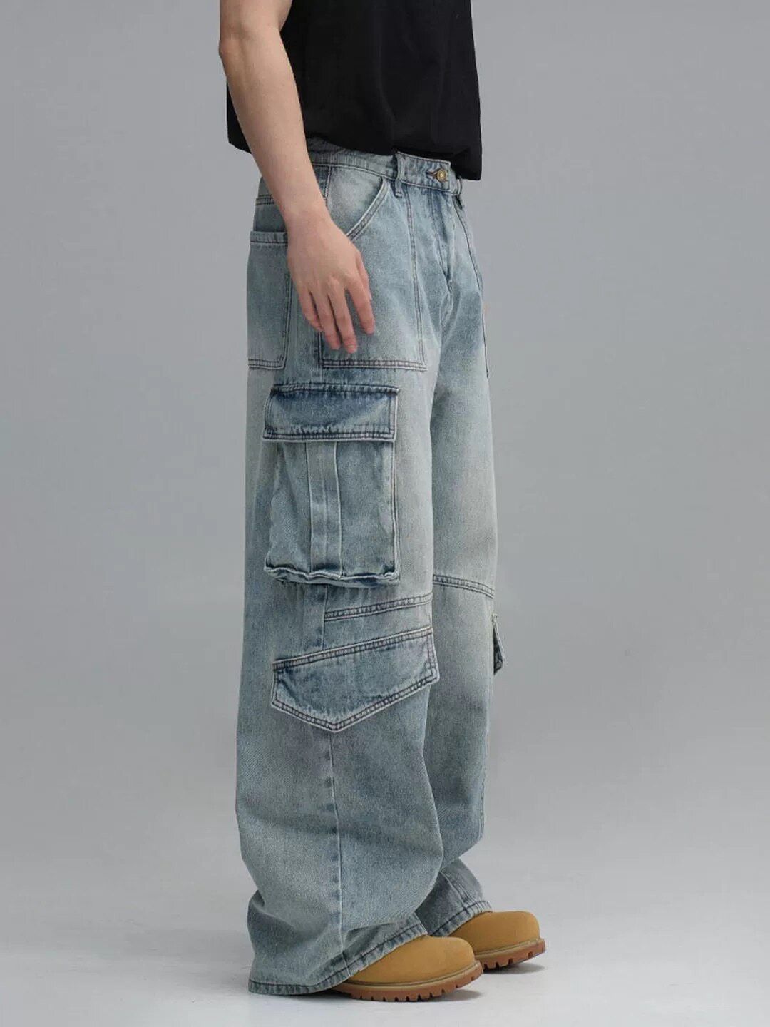 Vintage American Vintage Washed Multi-Pocket Cargo Jeans Size US 32 / EU 48 - 3 Thumbnail