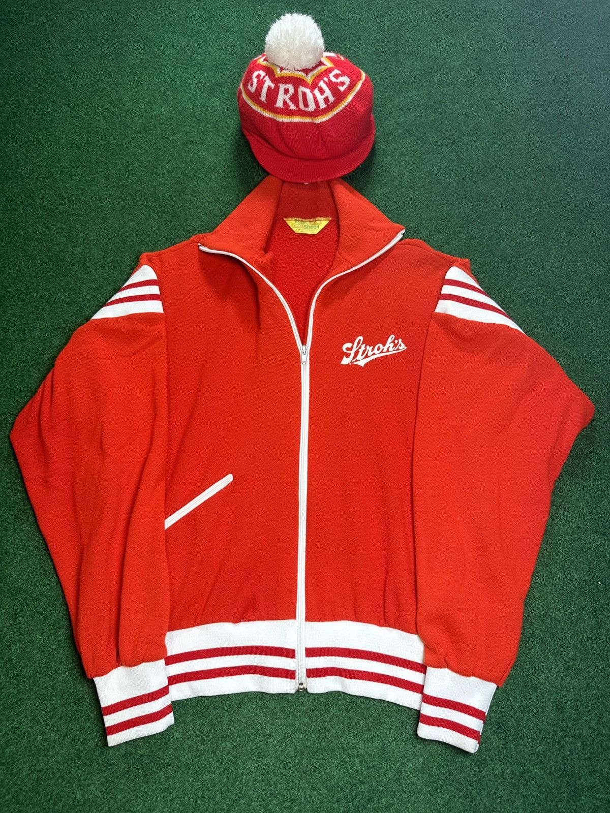 Velva Sheen × Vintage Vintage 70s Stroh’s Beer Velva Sheen Track Jacket W/ Beanie Size US XL / EU 56 / 4 - 1 Thumbnail