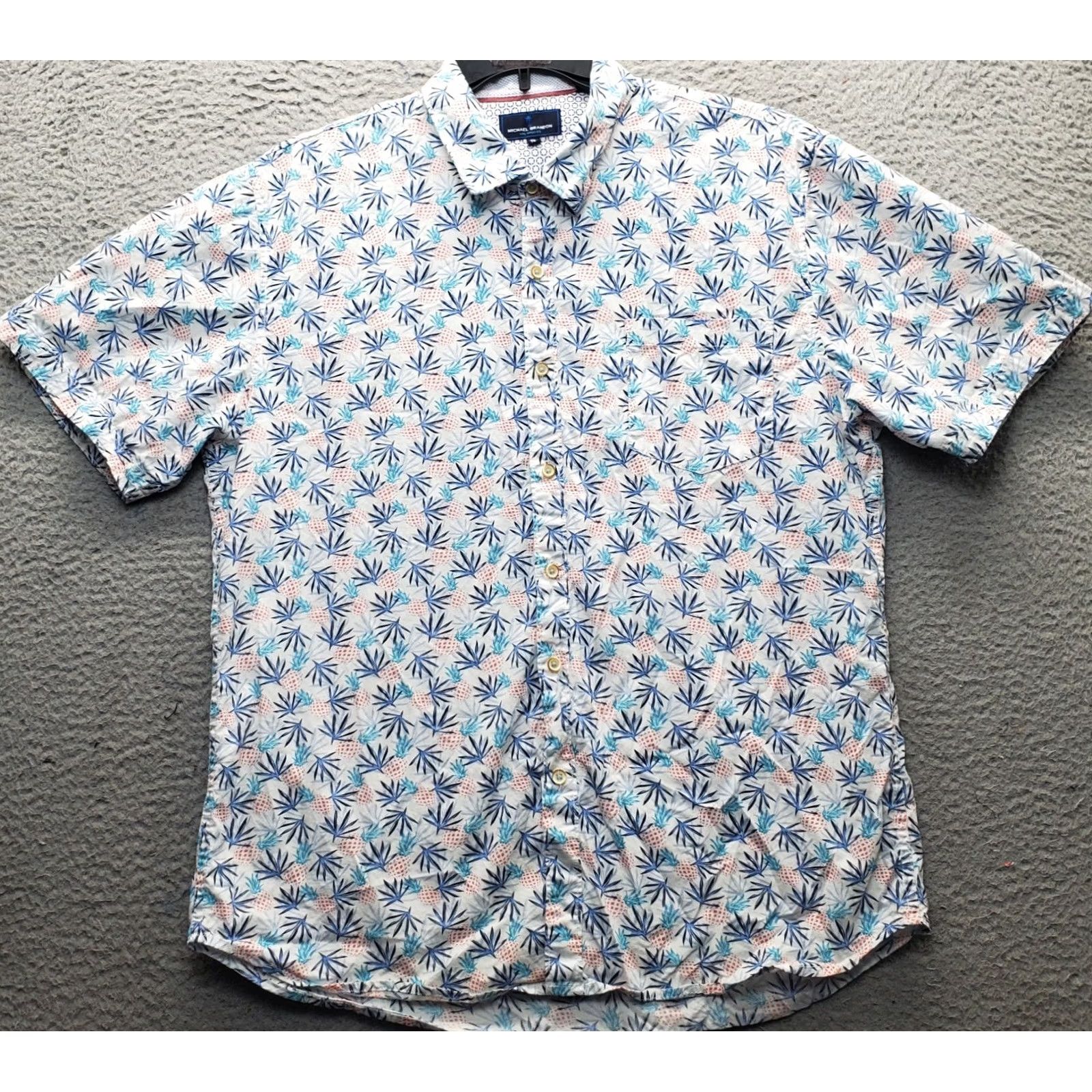 Vintage Michael Brandon Golf Shirt Mens XL Pineapple Print Button Up Collar Streetwear Casual/Outdoor Size US XL / EU 56 / 4 - 2 Thumbnail