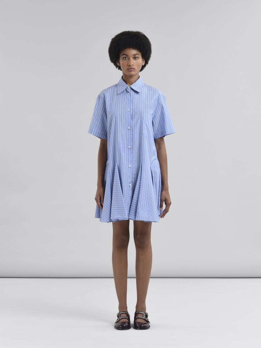 Marni o1f1d3z0326 Poplin Striped Shirt Mini Dress in Blue Size L / US 10 / IT 46 - 2 Thumbnail