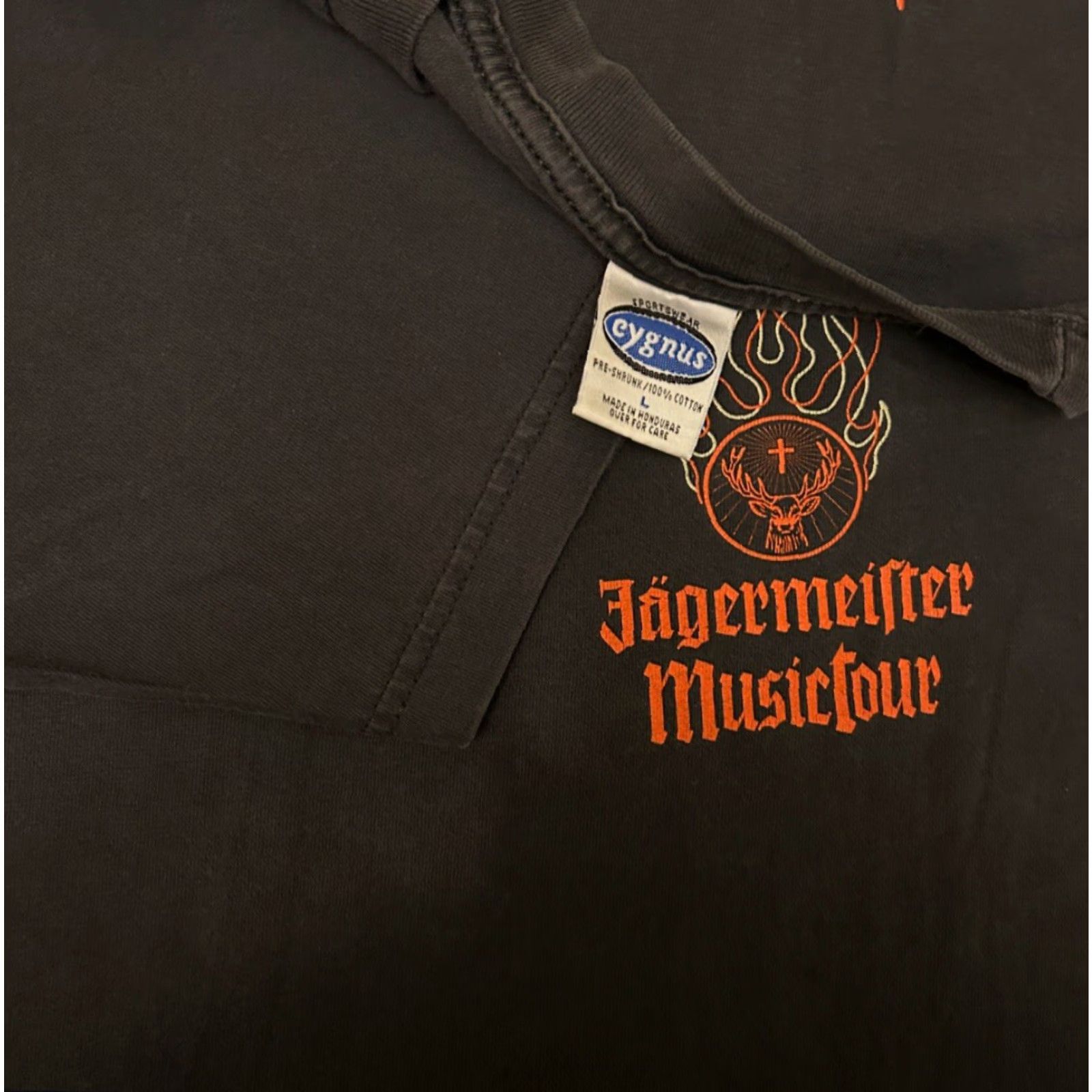 Logo 7 VINTAGE Jagermeister Music Tour 2004 Rock Flames Logo VTG Shirt Mens L Black Short Sleeve T-Shirt Logo 90s Y2K Bands Mens Size US L / EU 52-54 / 3 - 3 Thumbnail