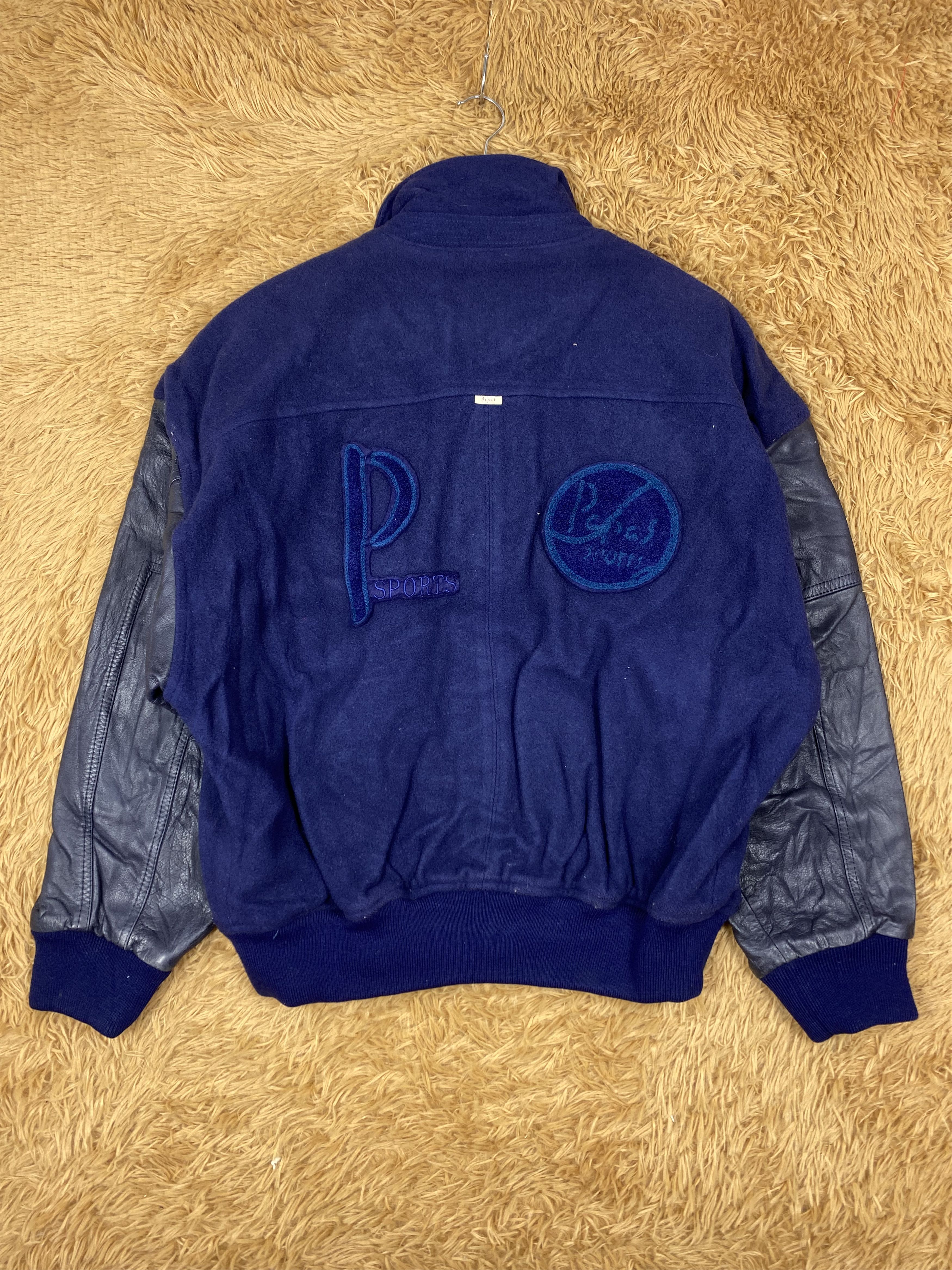 Japanese Brand Vintage Papas Leather Sleeve Varsity Jacket DJ0733 Size US L / EU 52-54 / 3 - 2 Thumbnail