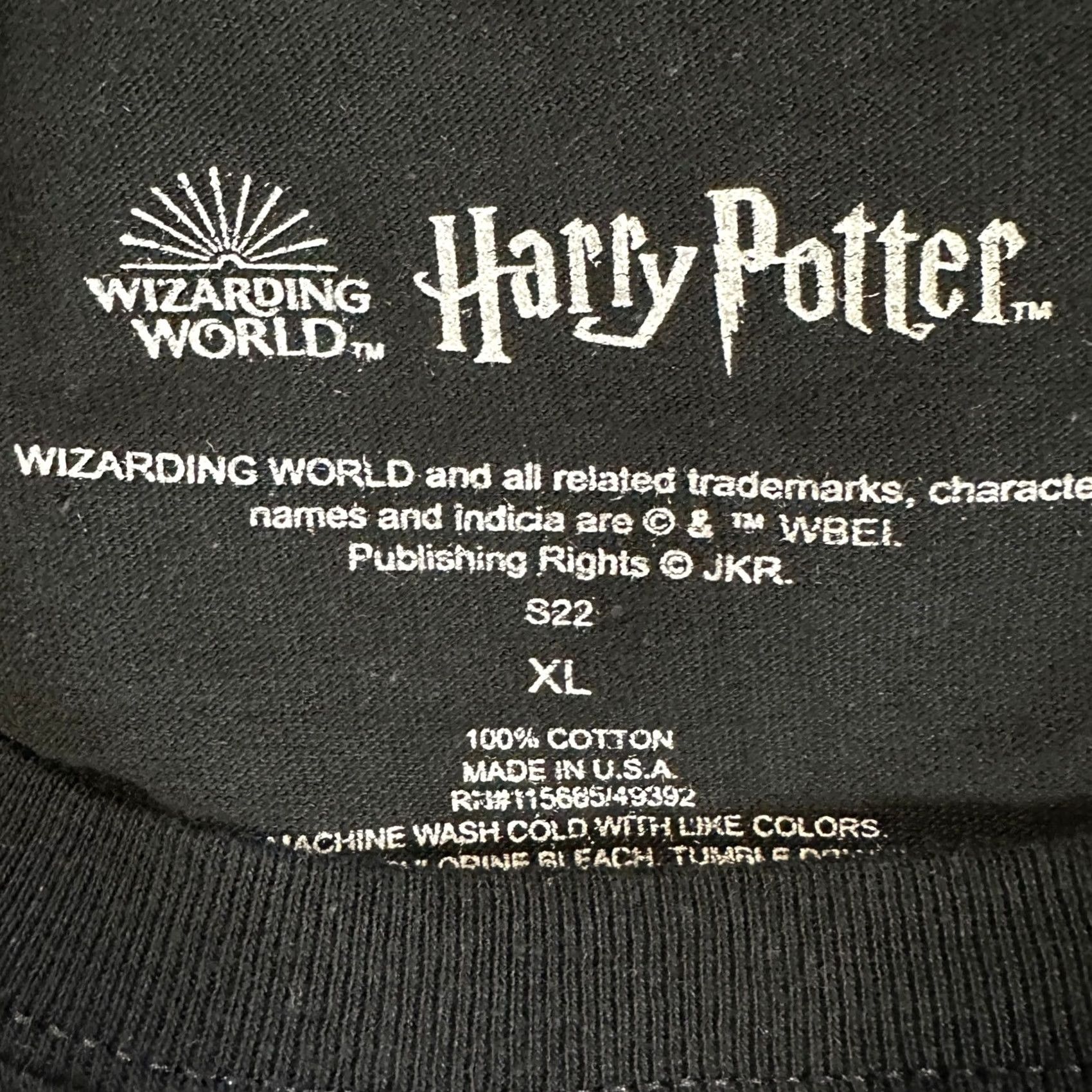 Vintage Harry Potter Adult Mens Hogwarts T-Shirt XL Black Short Sleeve Tee Made In USA Size US XL / EU 56 / 4 - 4 Thumbnail
