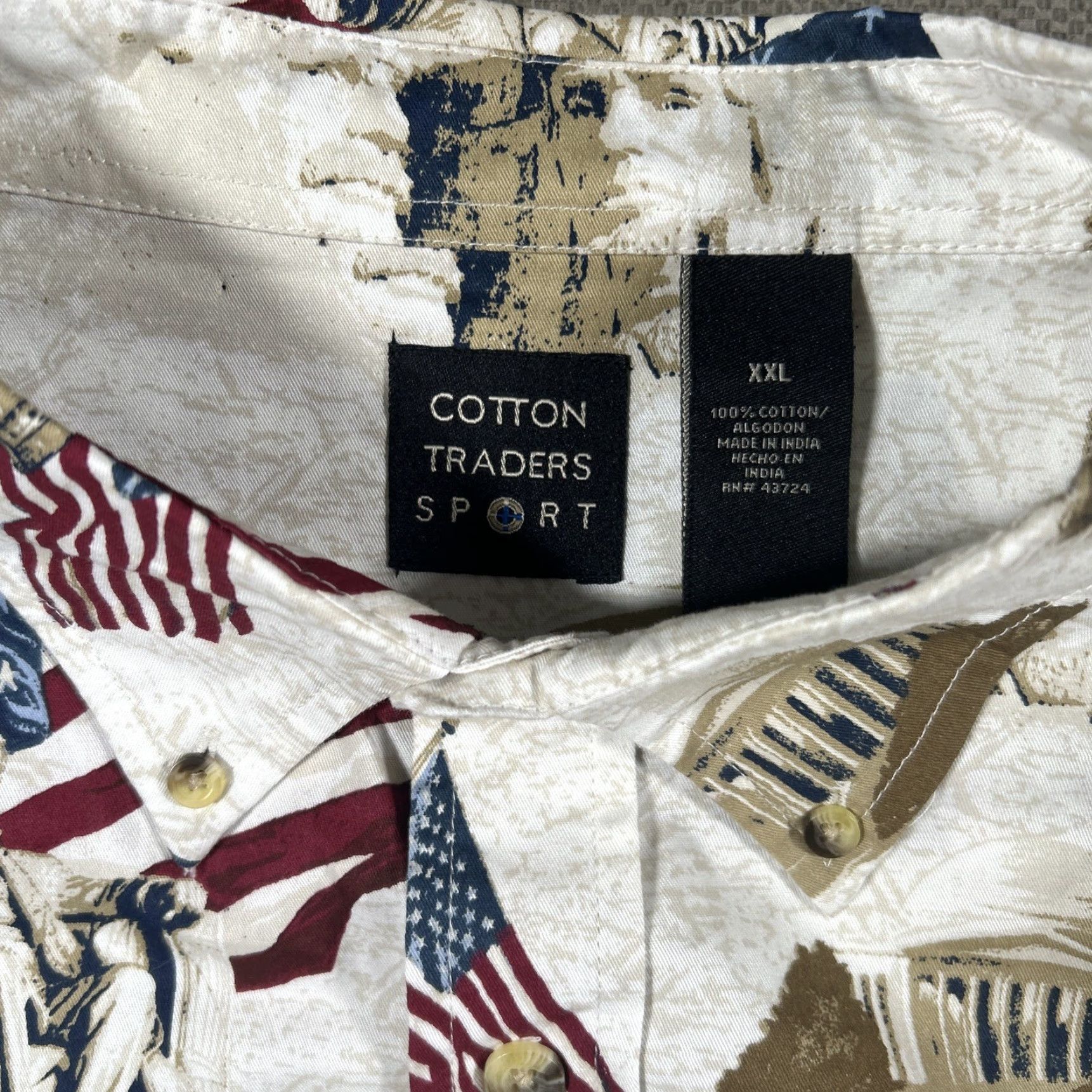 Cotton Traders Cotton Traders Sport American Flag Eagle Mens XXL Button Up Shirt Short Sleeve Size US XXL / EU 58 / 5 - 2 Thumbnail
