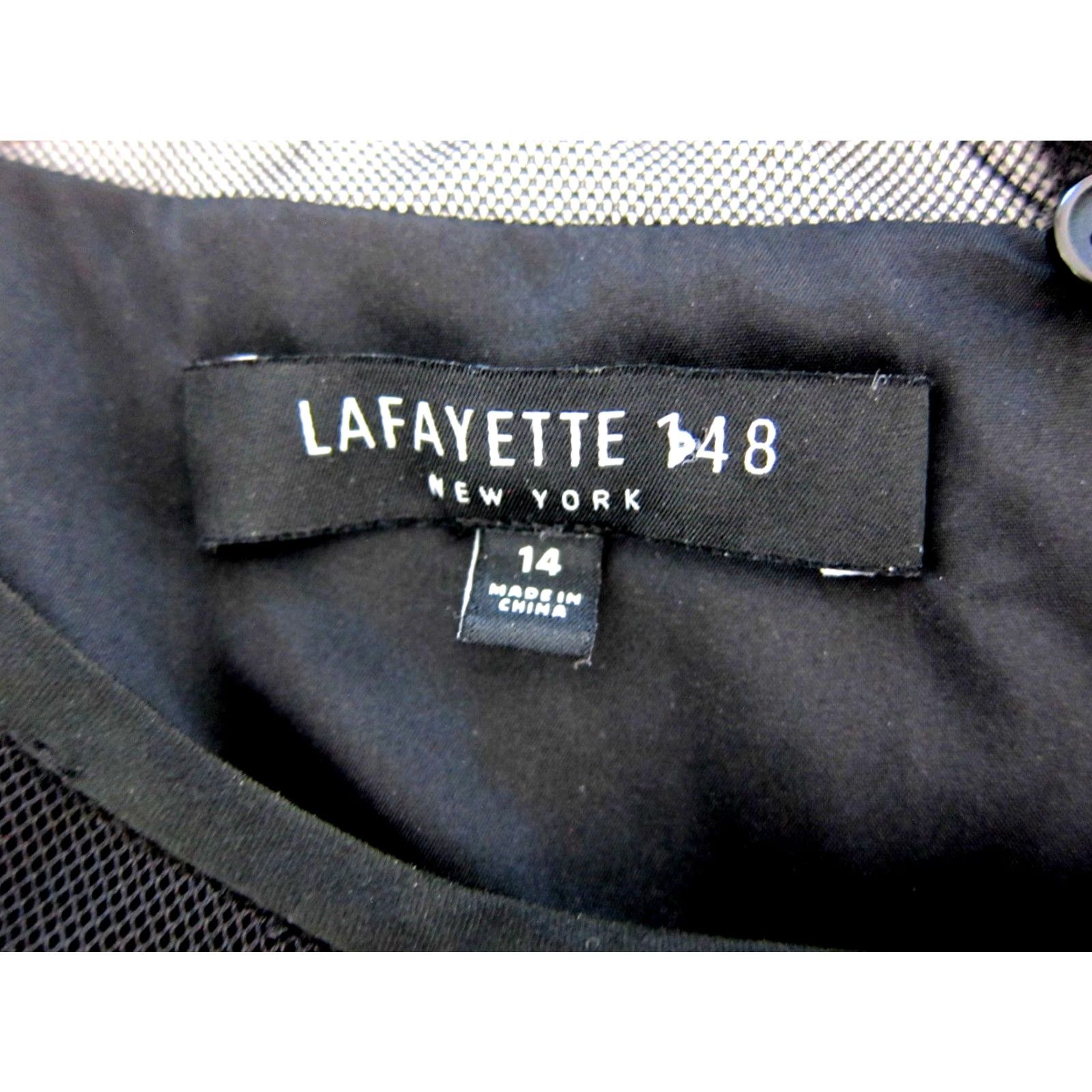Vintage Lafayette 148 Black Classic Kaftan Maxi Shift Dress 14 Black 3/4 Sleeve Zipper Back Knee Length Lined Women Men's? Size XL / US 12-14 / IT 48-50 - 3 Thumbnail