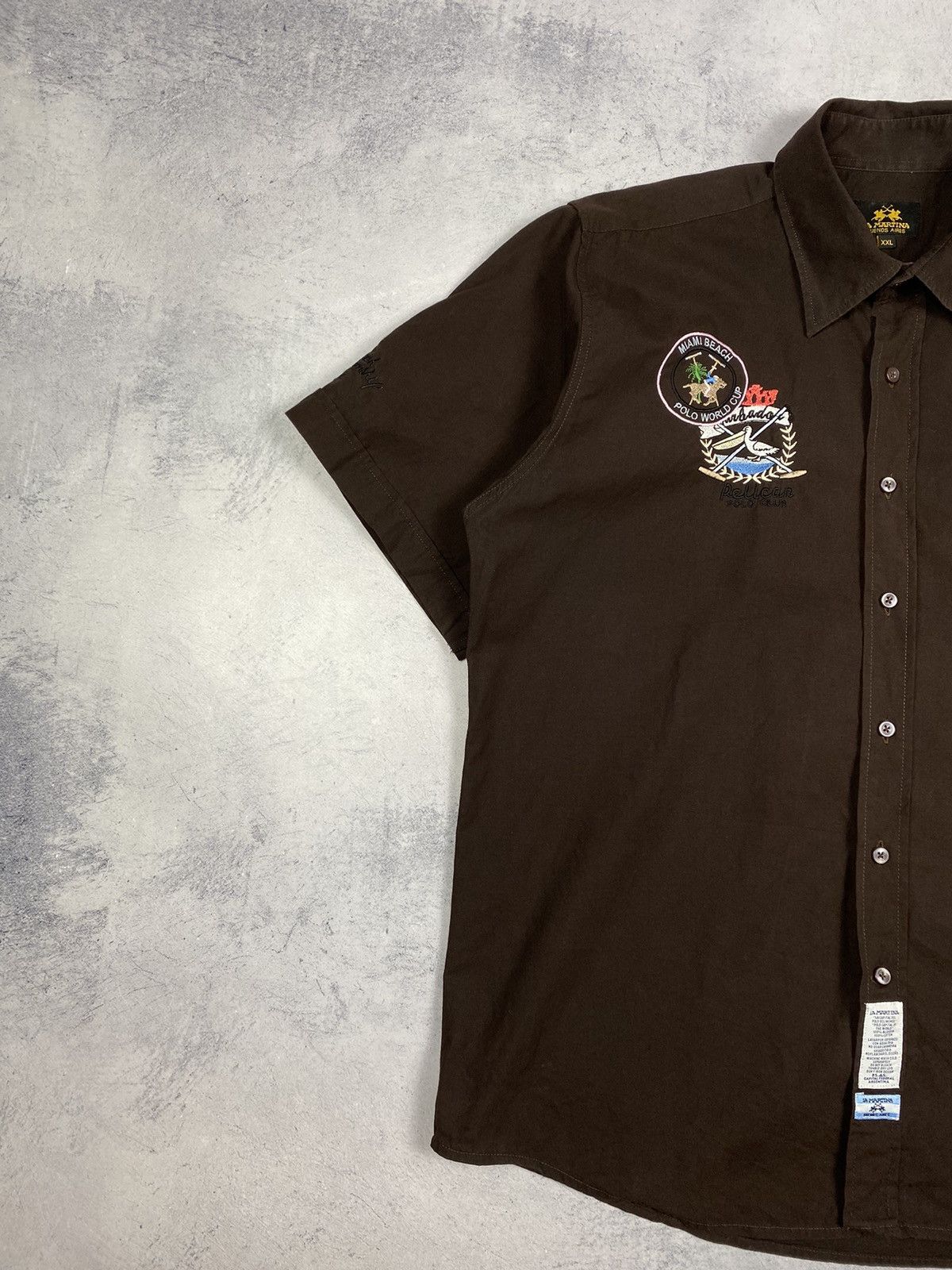 La Martina La Martina Brown Short Sleeve Button Up Luxury Shirt Size US XXL / EU 58 / 5 - 4 Thumbnail