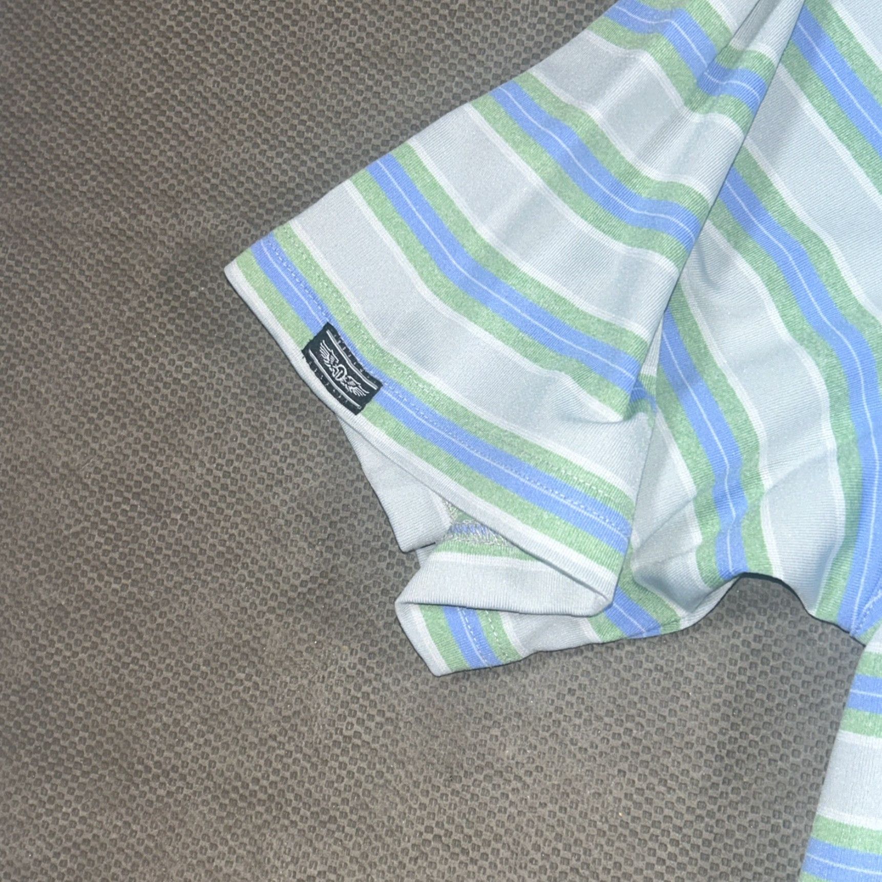 Vintage Straight Down Polo Shirt Mens XL Golf Performance Stretch Green Blue Stripe Shirt Size US XL / EU 56 / 4 - 6 Thumbnail