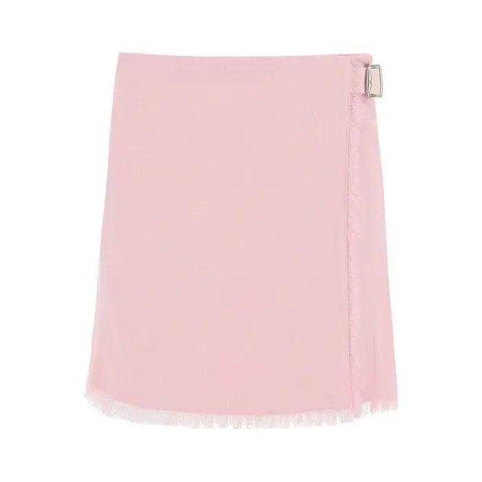 image of Burberry O1S22I1N0424 Textured Wool Mini Skirts In Pink, Women's (Size 26)