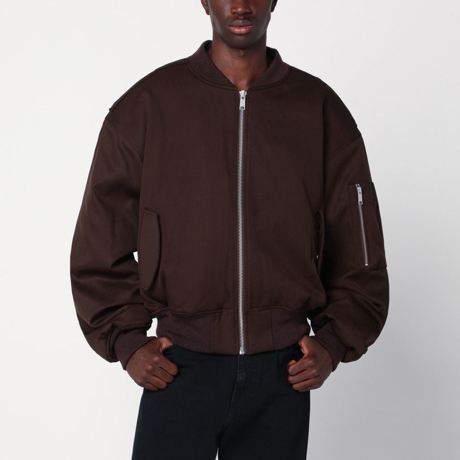 o1d2blof0226 Zip-Up Bomber Jacket in Brown