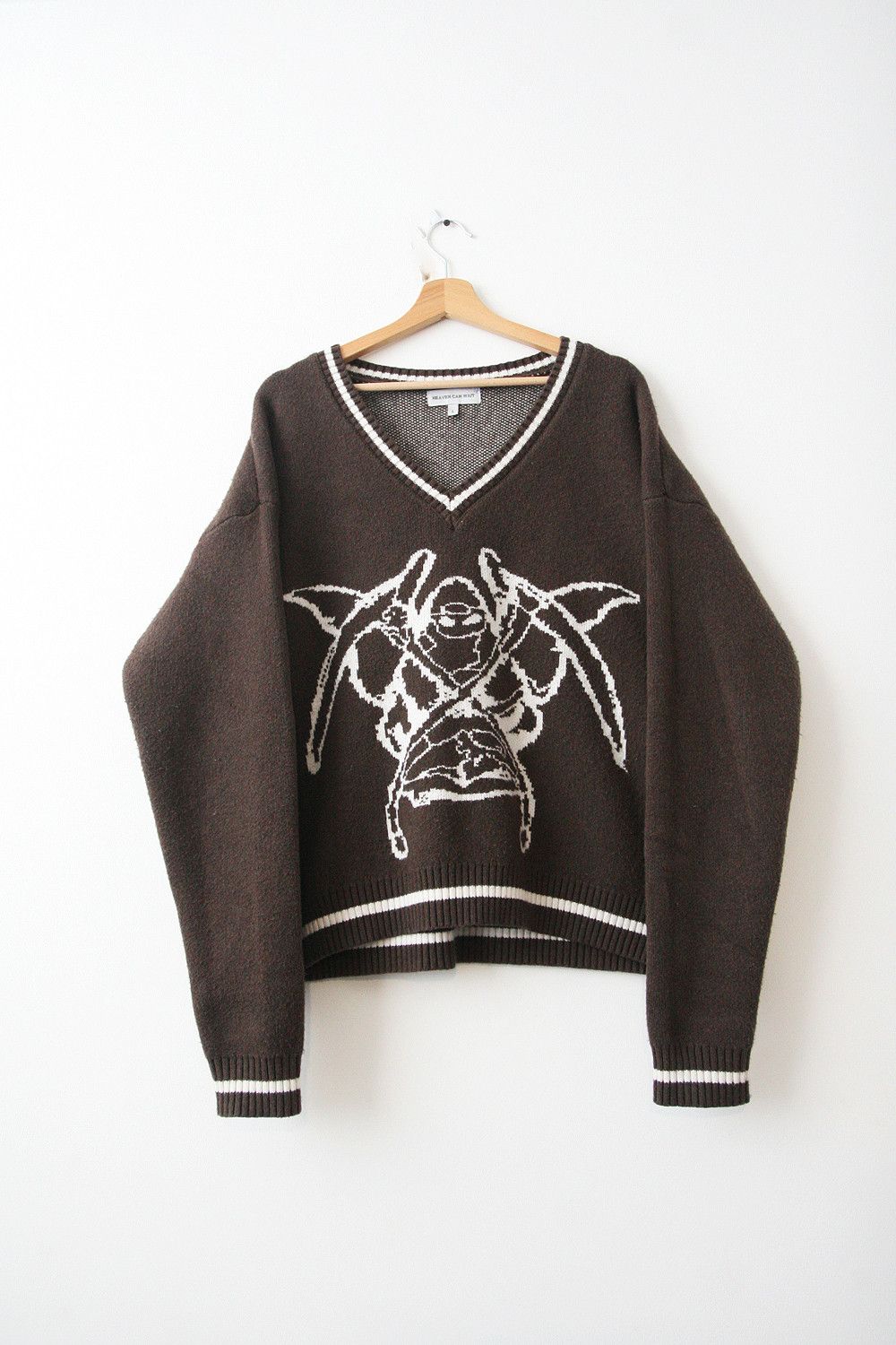 Other Heaven Can Wait Reaper Knit Boxy Fit Brown Sweater Jumper L Size US L / EU 52-54 / 3 - 1 Thumbnail