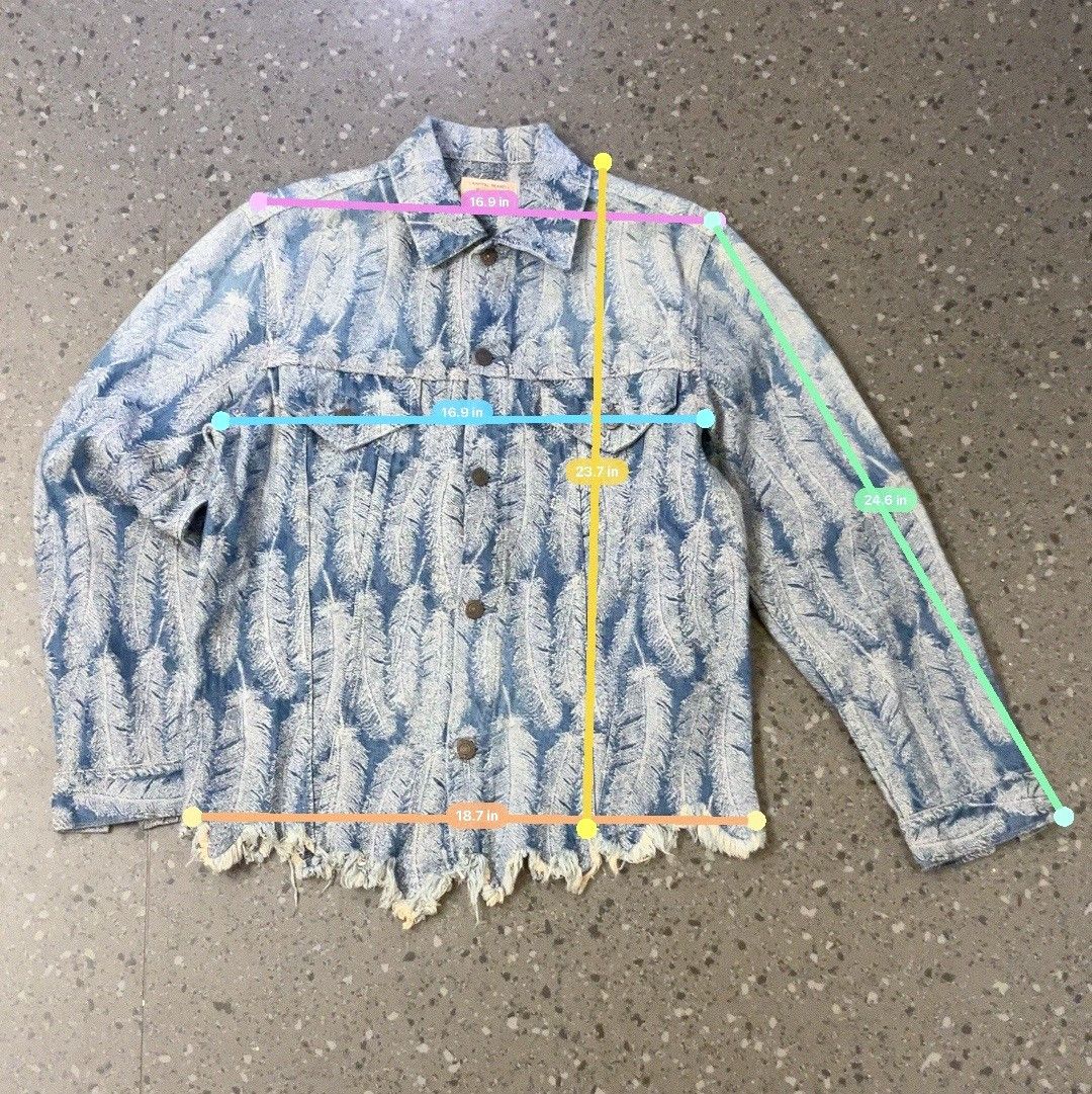 Kapital Kapital Brand Indigo Feather Print Distressed Denim Jacket Size US M / EU 48-50 / 2 - 2 Thumbnail