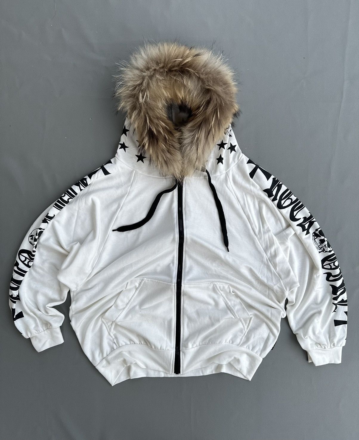 20471120 ROCK GIRL SKULL AND STARS BOXY ZIP FUR HOODIE LGB PUNK STYLE Size L / US 10 / IT 46 - 1 Thumbnail
