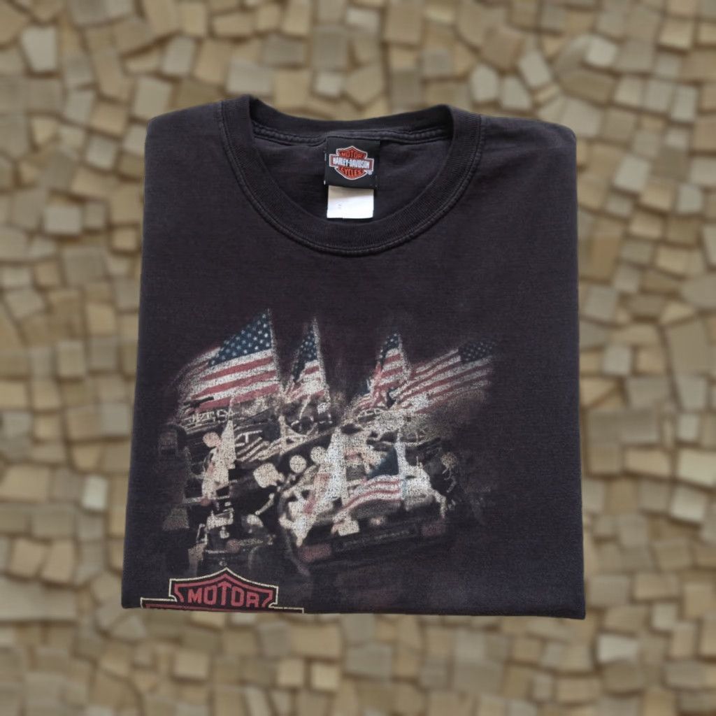Harley Davidson VINTAGE HARLEY-DAVIDSON T-SHIRT Graphic USA FLAG WHY WE RIDE XL Black Short Sleeve Crew Neck Men Size US XL / EU 56 / 4 - 1 Thumbnail