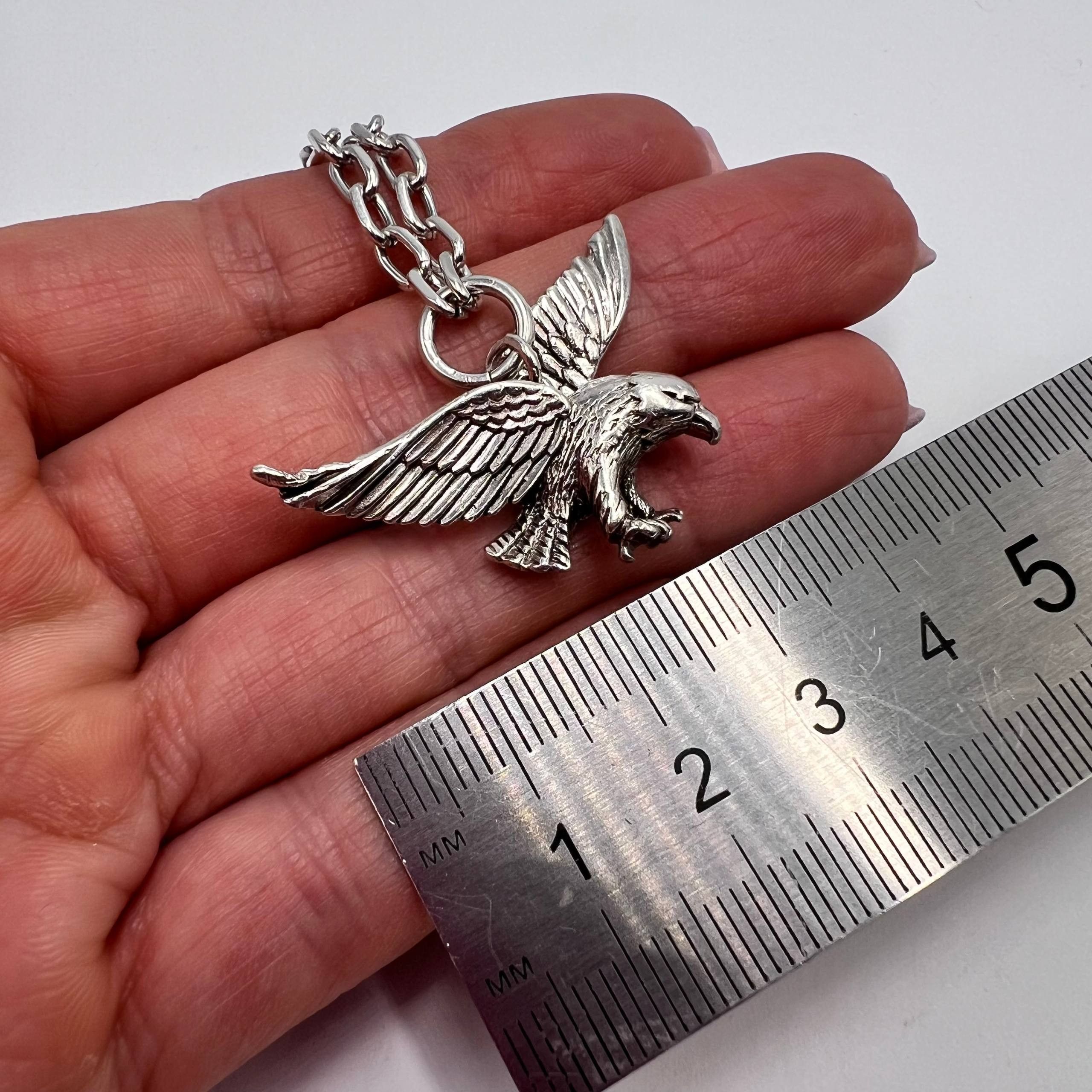 Sterling Silver Vintage Men’s 925 Sterling Silver Eagle Pendant Chain 23.6g Size ONE SIZE - 8 Thumbnail
