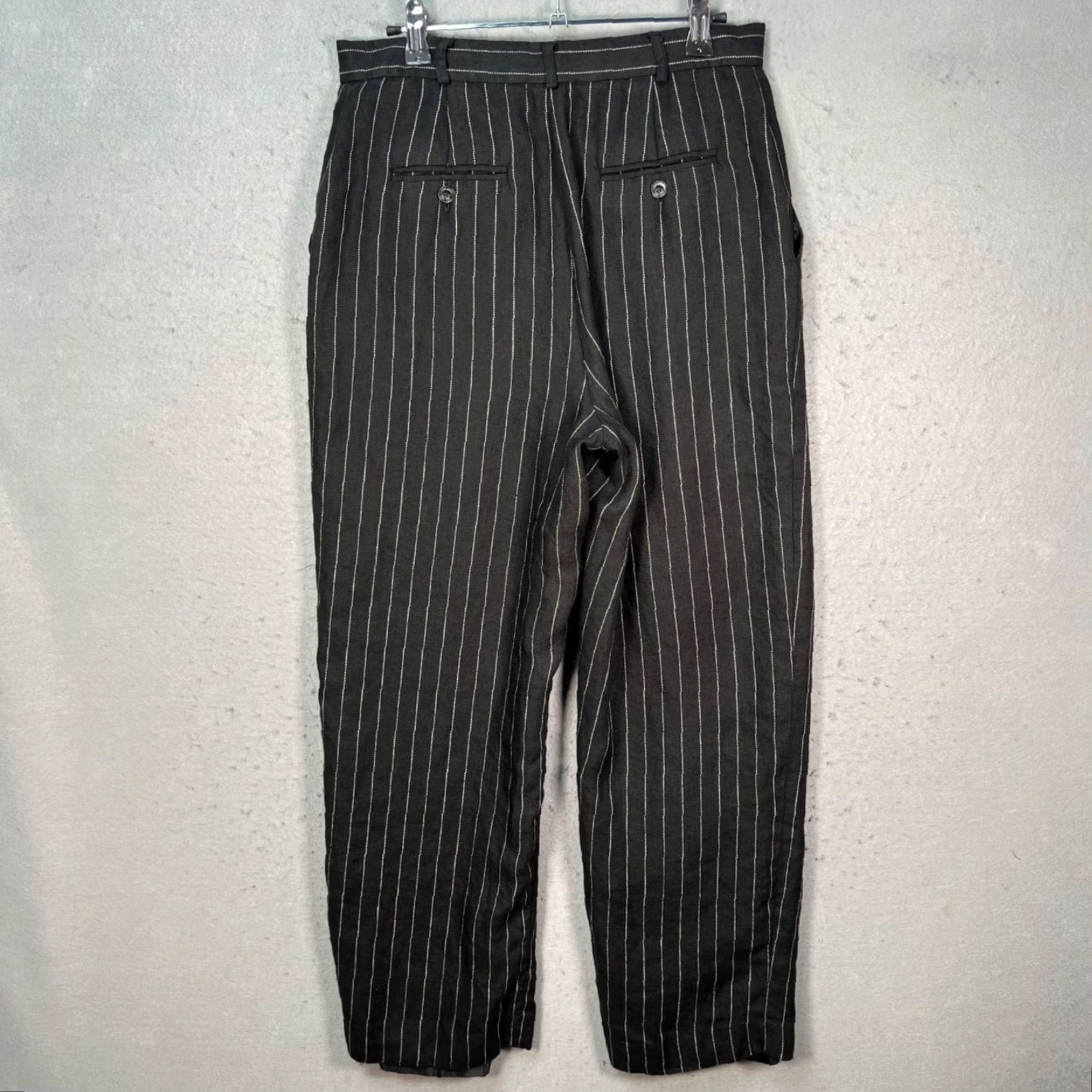 Ralph Lauren Lauren Ralph Lauren Womens 12 Petite Black Pinstripe Linen Trousers Straight Leg Pants 12P Black Linen Pinstripe Dress Pants Womens Petite Men? Size 34" / US 12 / IT 48 - 2 Thumbnail