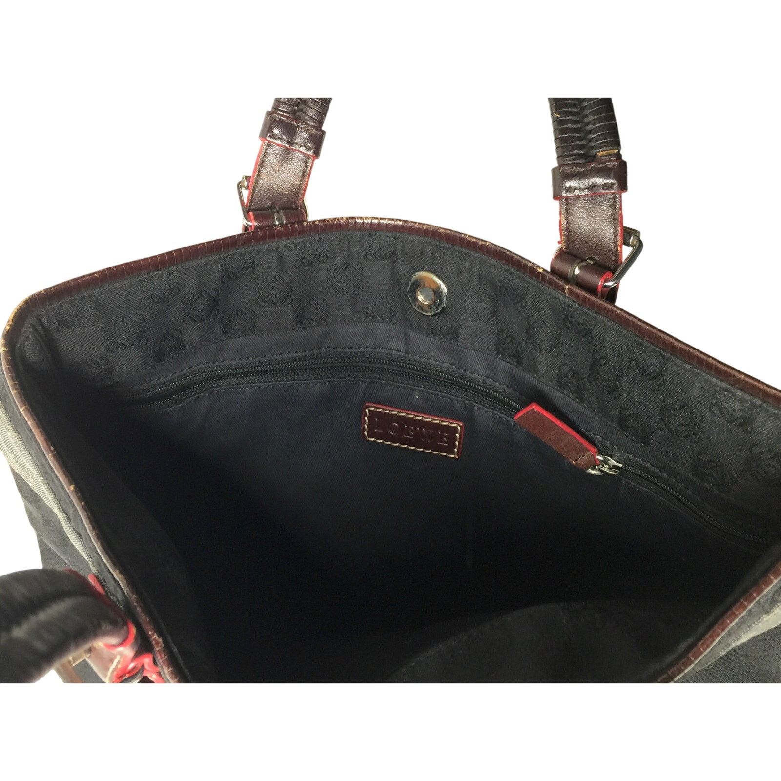 Loewe LOEWE - Leather-Trimmed Anagram Canvas Tote Black & Gray Size ONE SIZE - 4 Thumbnail
