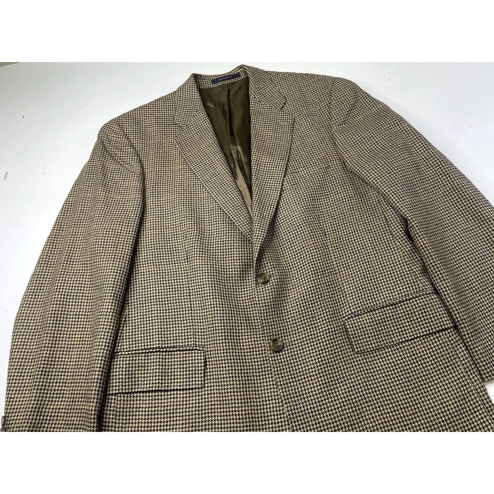 Ralph Lauren Ralph Lauren Sport Coat Blazer Men's 43T Brown Houndstooth Wool Silk Tweed Notch Lapel Single-Breasted Classic University Blazer Mens 43T Brown Size US XL / EU 56 / 4 - 5 Thumbnail