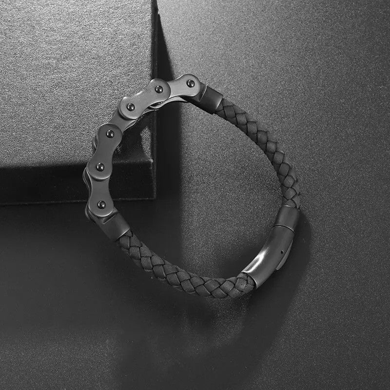 Vintage Punk Rock Men Vintage Black Bicycle Chain Bracelets Size ONE SIZE - 4 Thumbnail