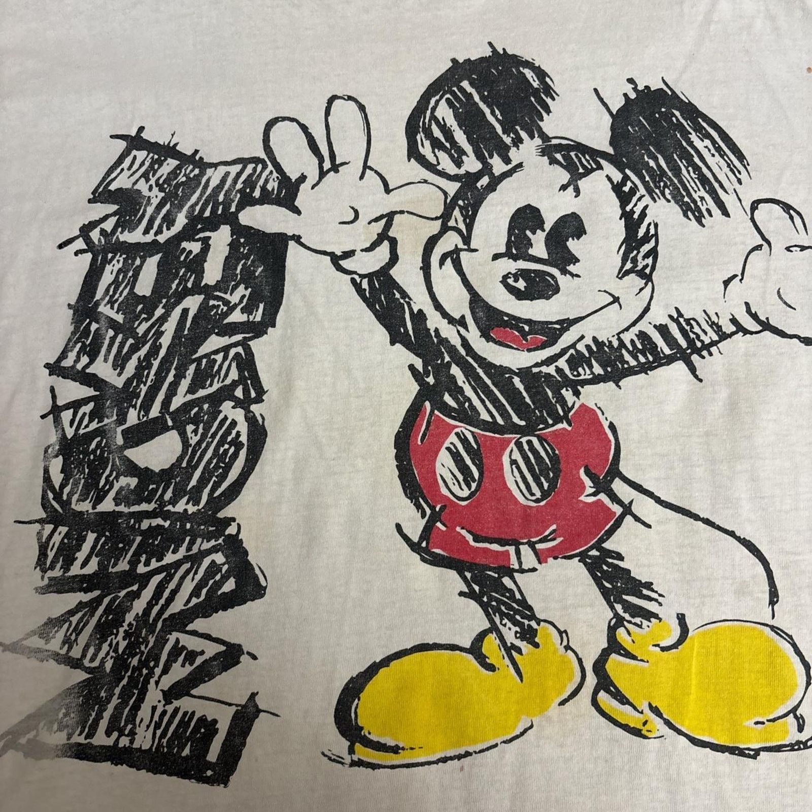 Mickey Mouse Vintage Cream Jacques Moret Mickey Mouse Sketch Graphic Tee Size US XL / EU 56 / 4 - 3 Thumbnail