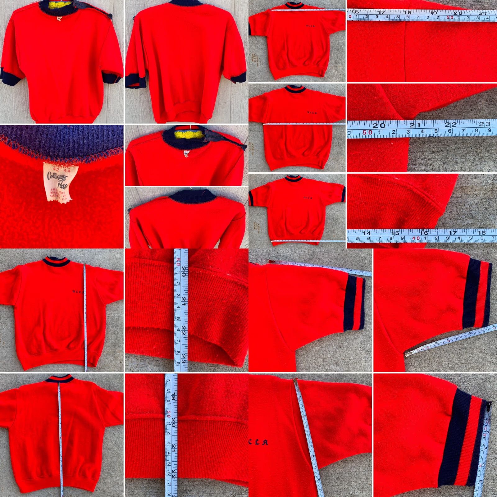 Vintage VINTAGE Collegiate Pacific UCLA Short Sleeve Sweatshirt Ringer Zip Shoulder Red L Men’s Womens? Size US L / EU 52-54 / 3 - 8 Thumbnail