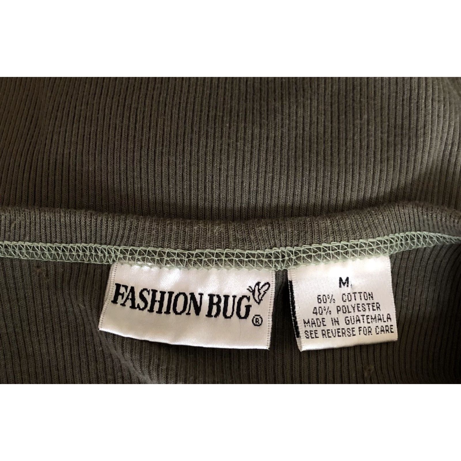 Vintage VINTAGE Fashion Bug T-Shirt M Olive Snap V-Neck Cap Sleeve Ribbed Knit Y2K Size M / US 6-8 / IT 42-44 - 4 Thumbnail