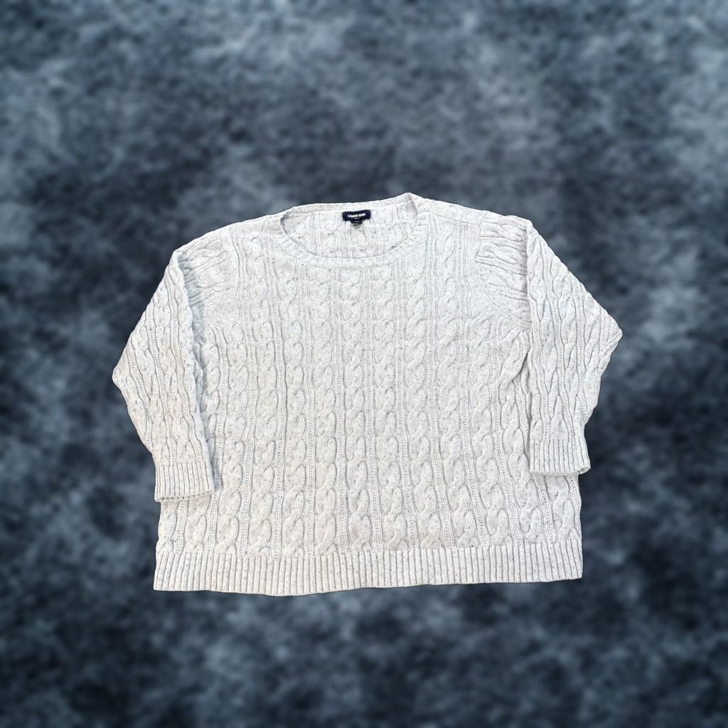 Lands' End Lands' End Sweater Cable-Knit Pullover Womens 2X Plus Powder Blue Cable Knit Grandma Chunky 2X Womens Pullover Cable-Knit Knit Blue Size XXL / US 16-18 / IT 52-54 - 1 Thumbnail