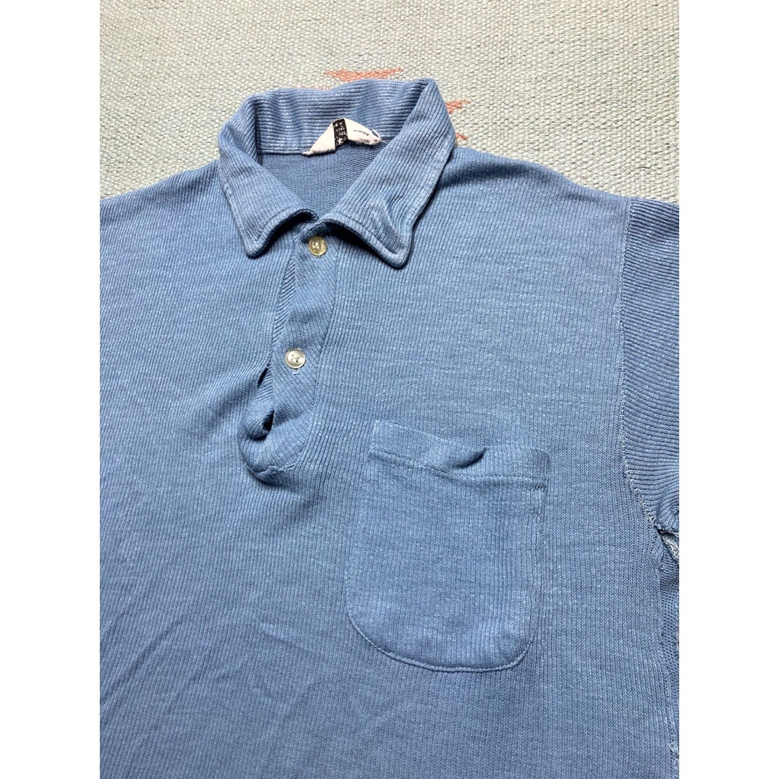 Vintage VINTAGE 1960s 70s polo shirt acrylic ribbed soft distressed thrashed medium Size US M / EU 48-50 / 2 - 3 Thumbnail