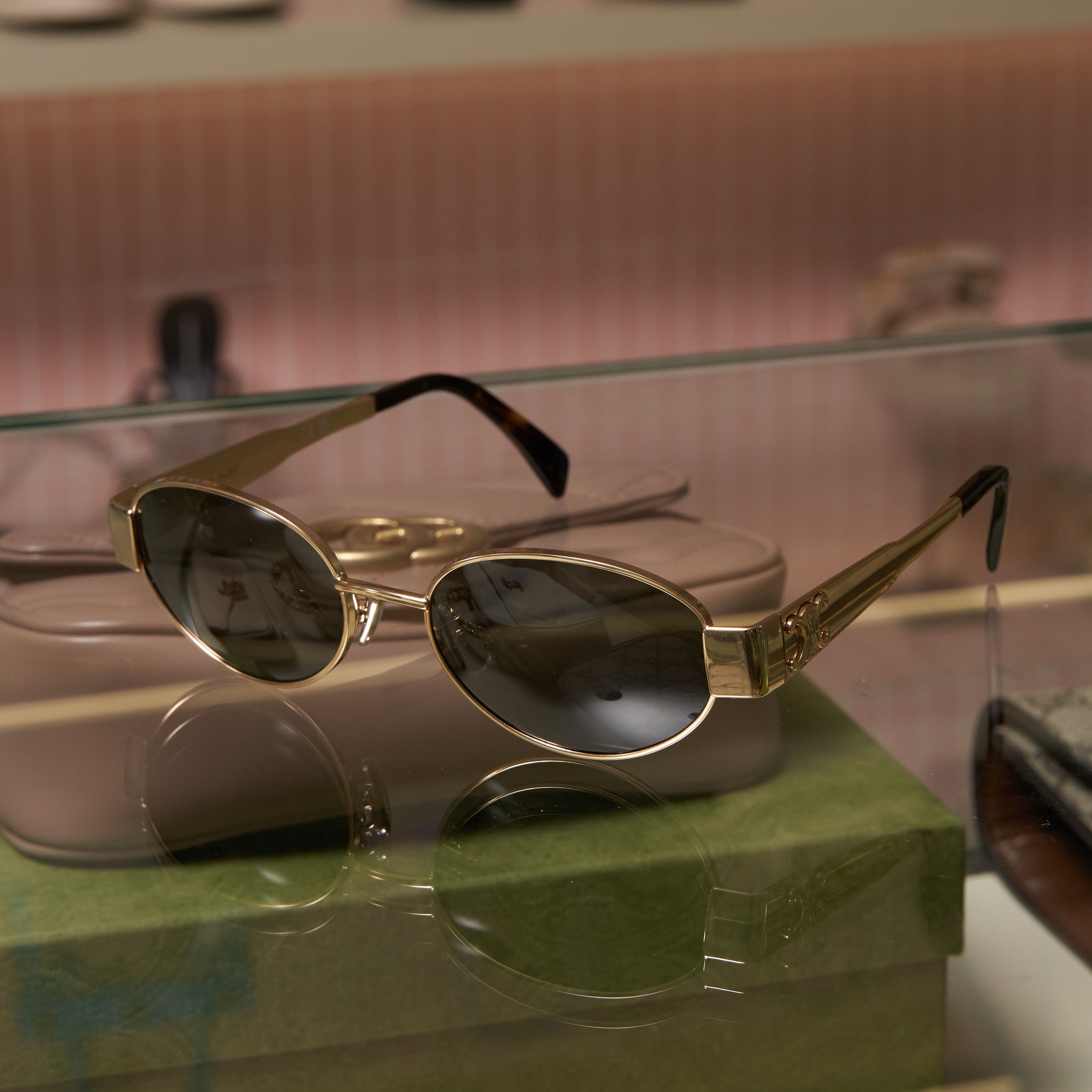 Celine CELINE Triomphe Metal 01 Sunglasses In Metal GOLD 