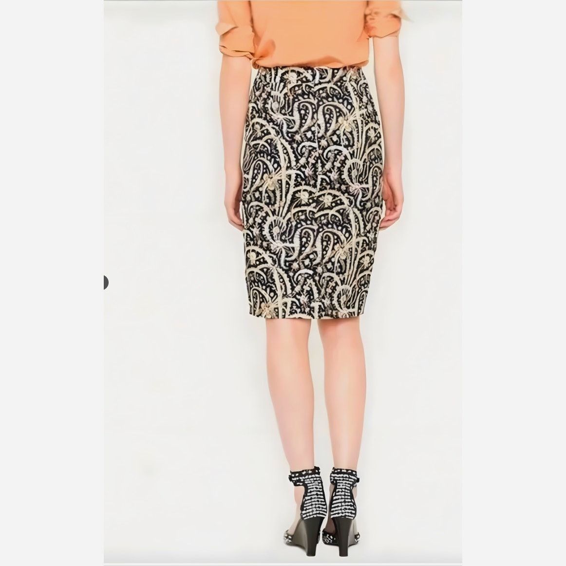 J.Crew J. CREW No 2 Pencil Skirt in Feather Paisley Navy Blue 6 Size 28" / US 6 / IT 42 - 3 Thumbnail