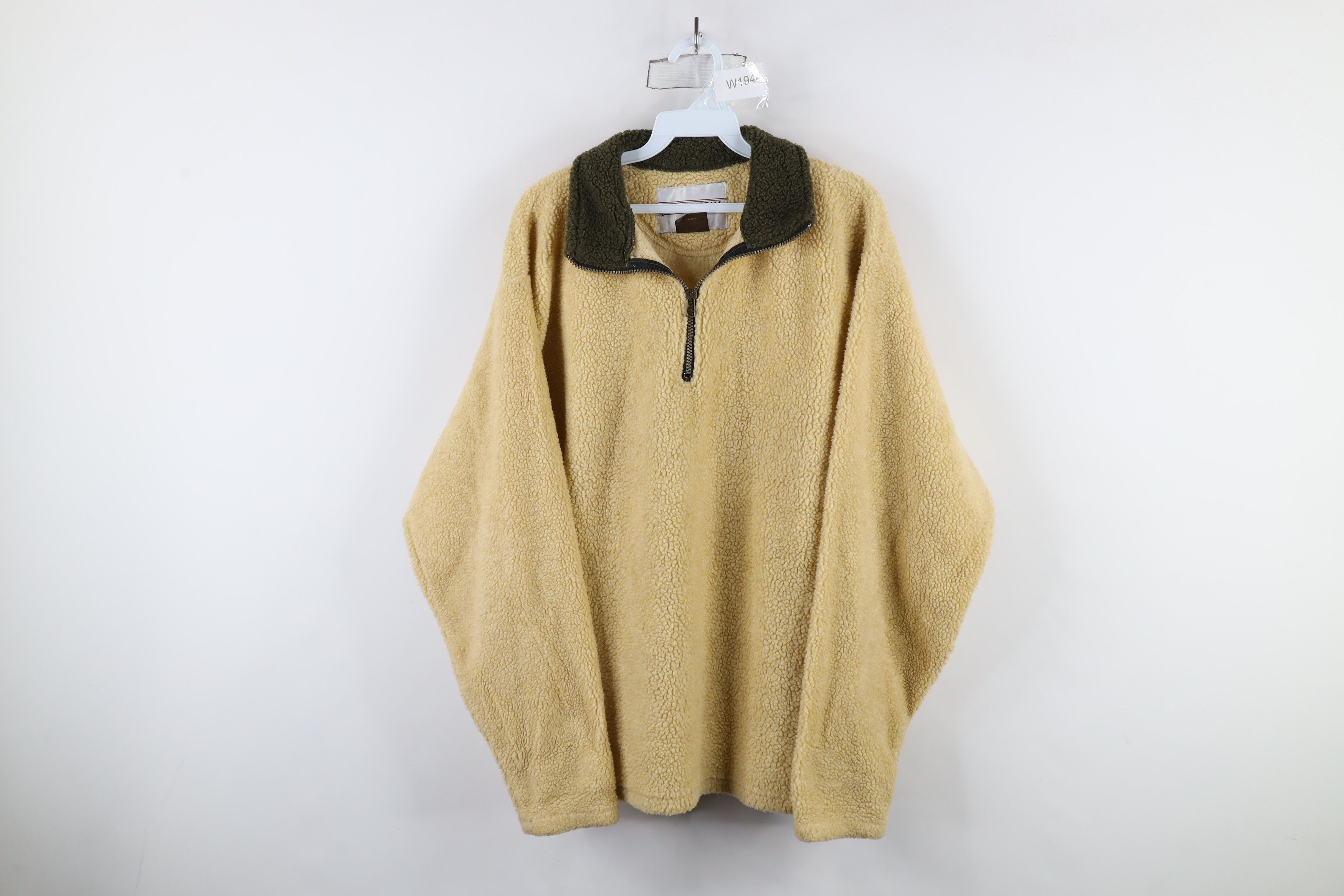 Vintage Vintage 90s Streetwear Fleece Half Zip Sweater Beige USA Size US L / EU 52-54 / 3 - 1 Thumbnail