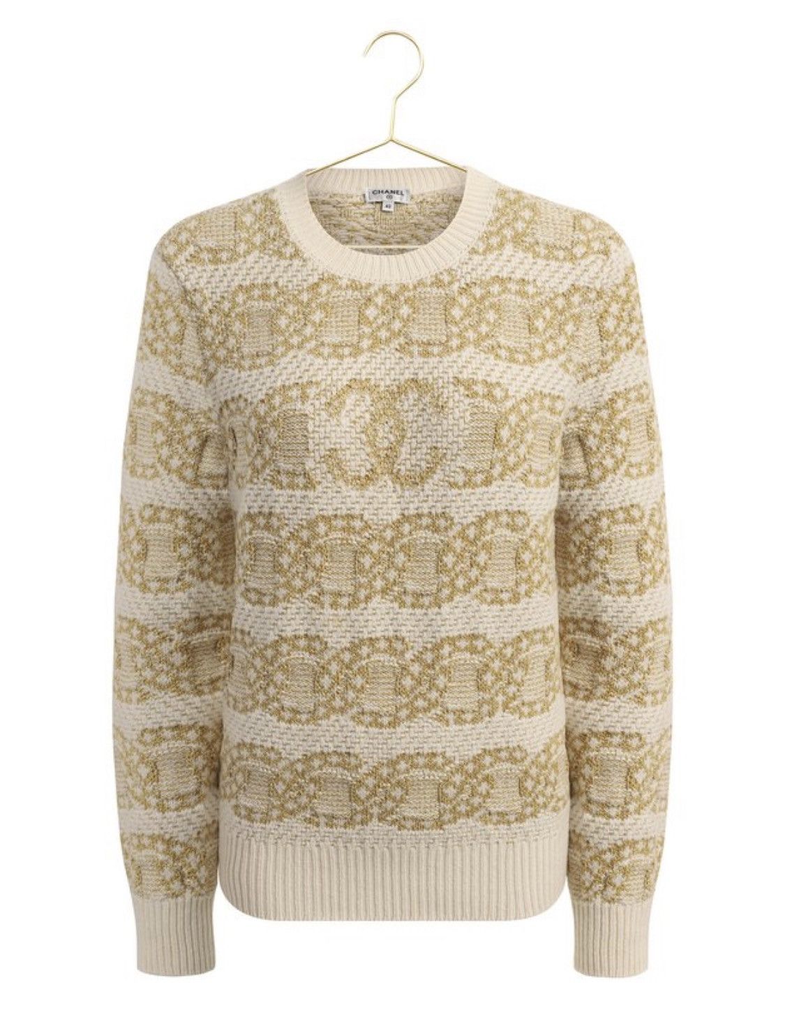 image of New! Chanel Cashmere Over Logo Cozy Beige Sweater Jumper, Men's (Size Small)