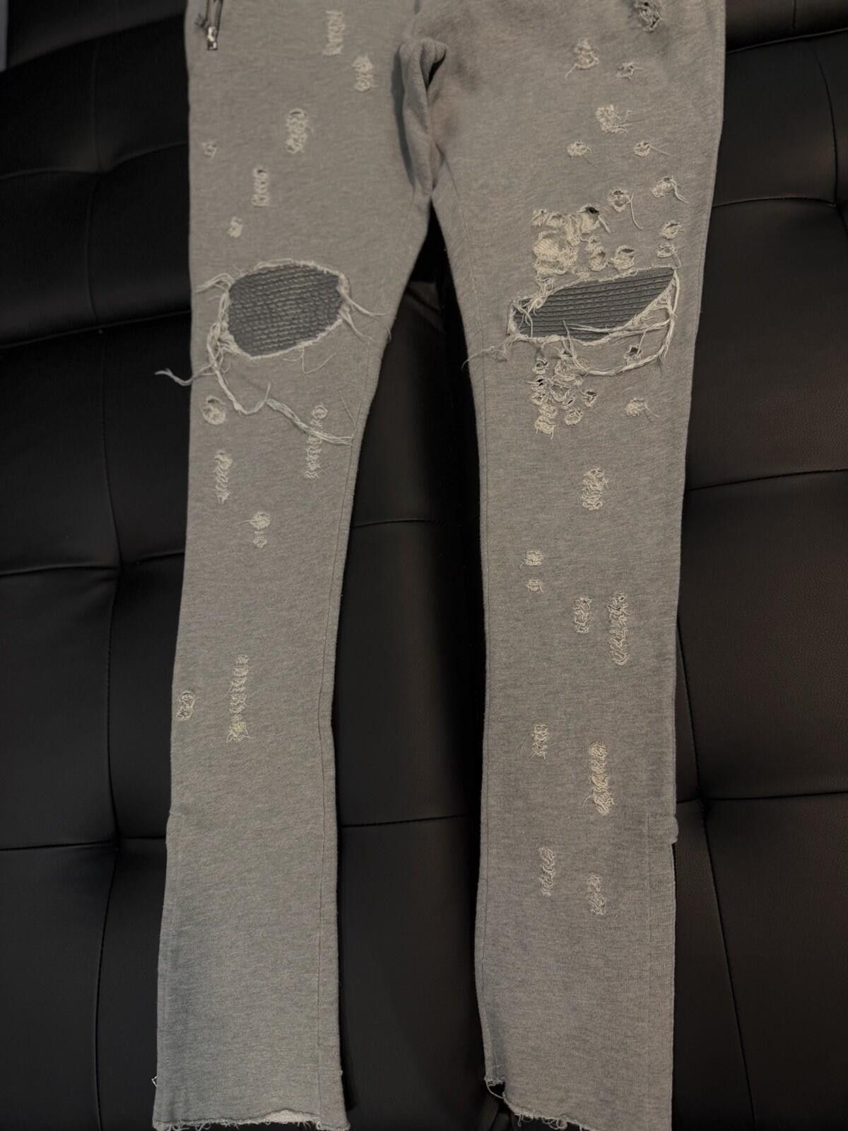 Amiri AMIRI Grey Distressed Sweatpants Men’s Size XS Size US 28 / EU 44 - 3 Thumbnail