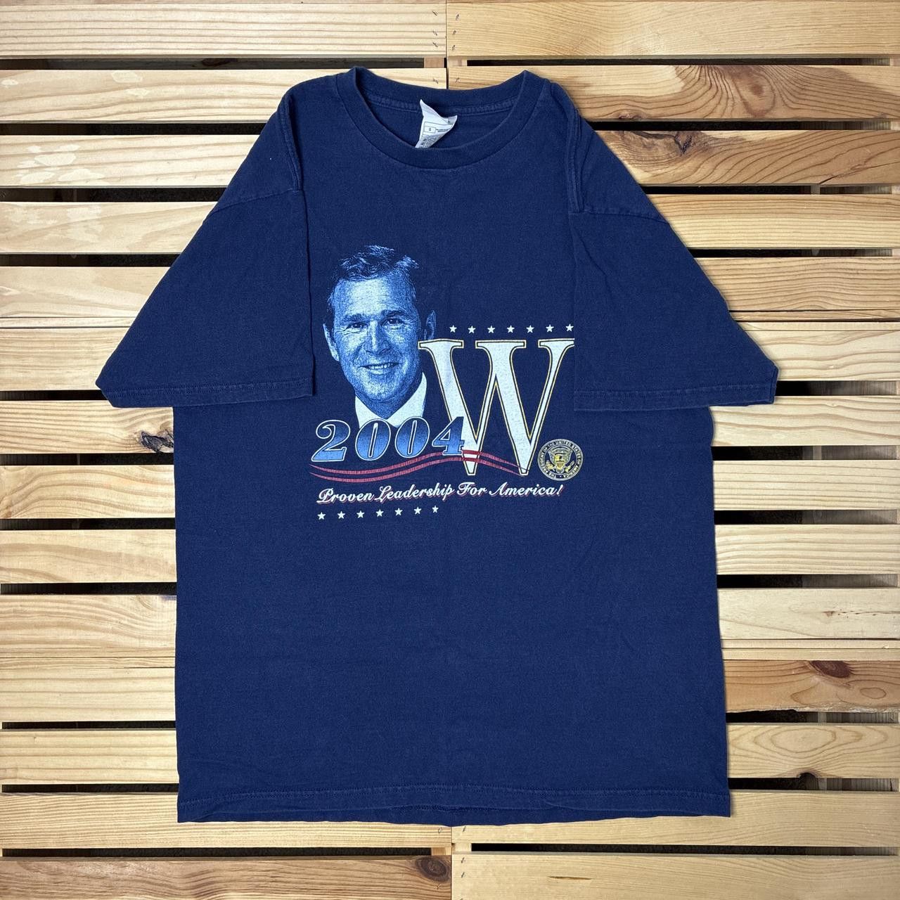 Fruit Of The Loom Vintage George W. Bush Navy Blue Political Tee Size Large Size US L / EU 52-54 / 3 - 1 Thumbnail