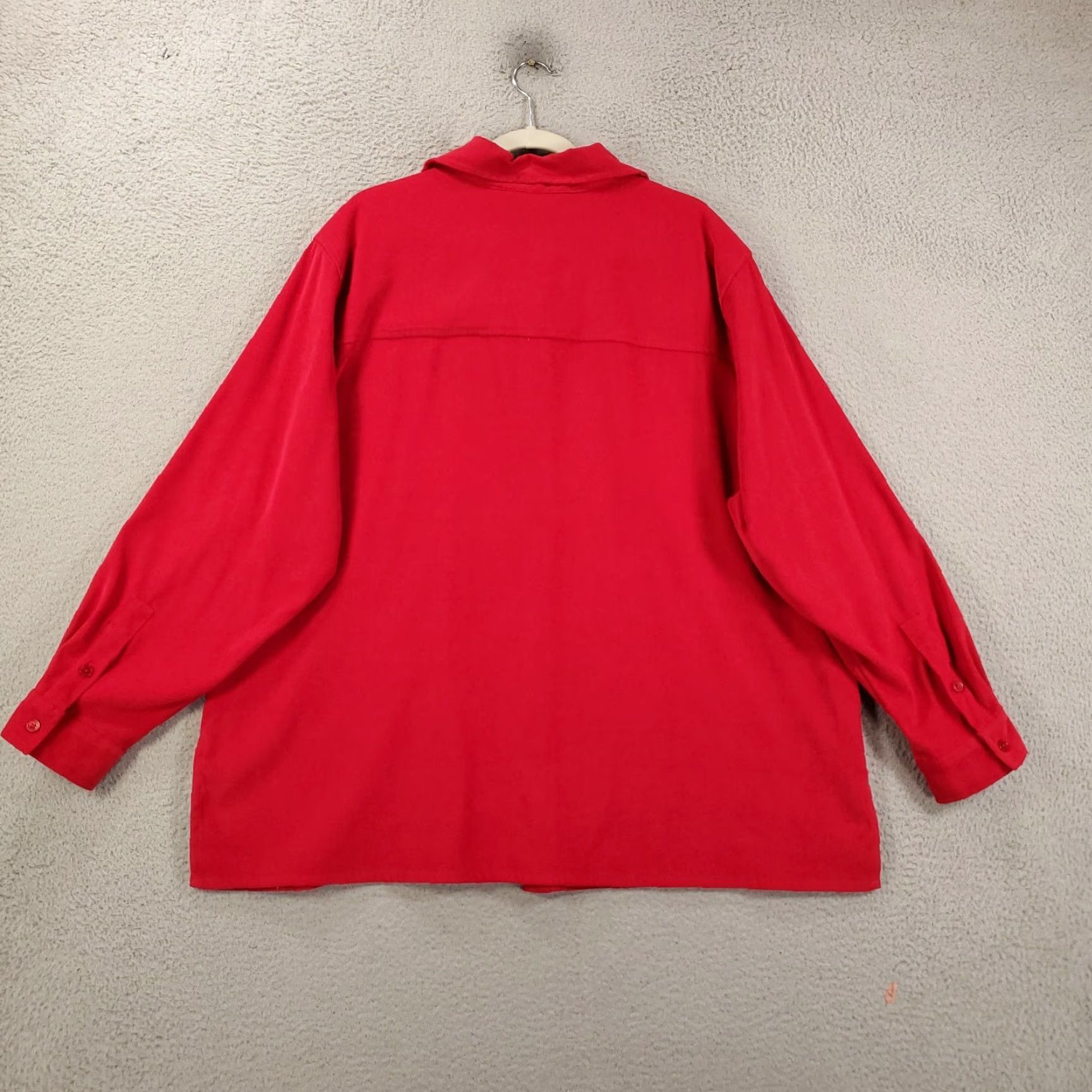 Denim & Co. Womens Denim & Co. Button-Up Tunic Shirt 2X Red Long Sleeve Stretchy Polyester Spandex Size XXL / US 16-18 / IT 52-54 - 7 Thumbnail