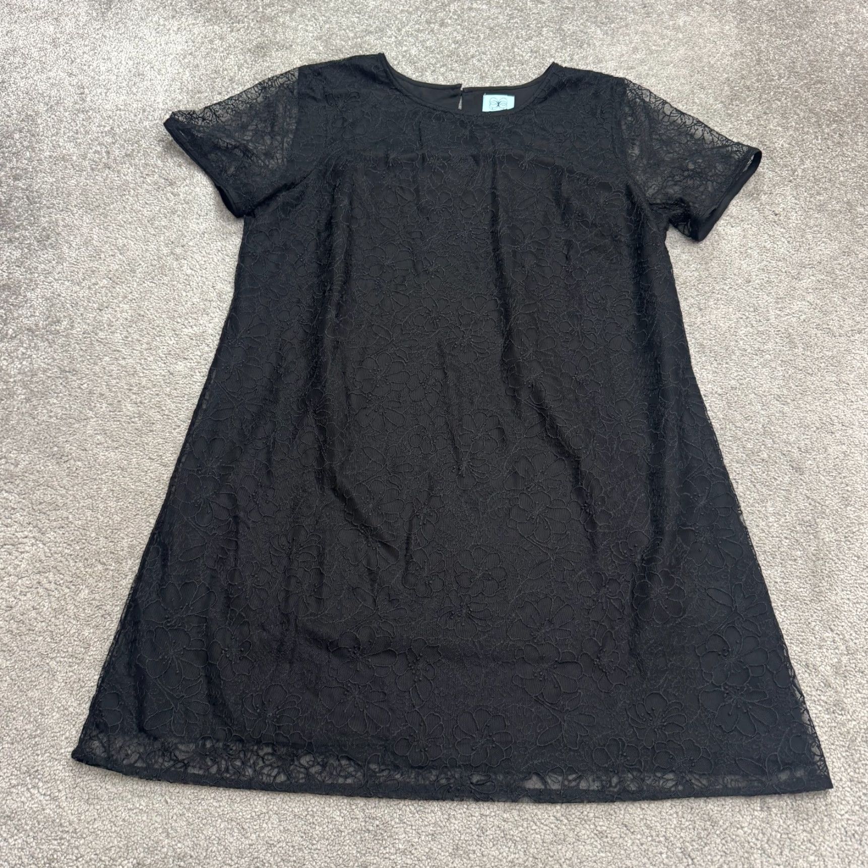 Vintage CeCe Lace Floral Shift Dress Womens XL Black Short Sleeve Cocktail LBD Classic Size 40" / US 18 - 2 Thumbnail