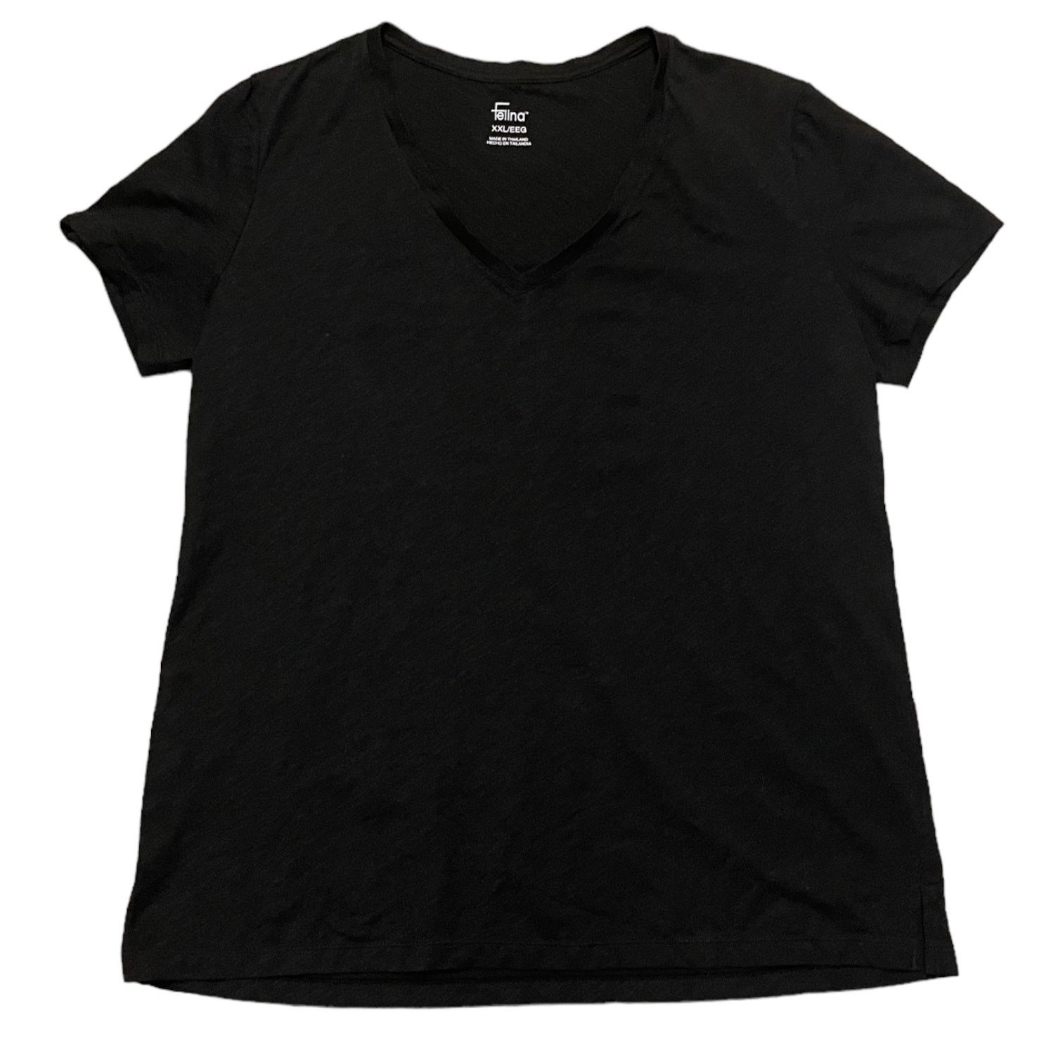 Other Felina Black V Neck Cotton Short Sleeve Shirt XX-Large Size XXL / US 16-18 / IT 52-54 - 1 Thumbnail