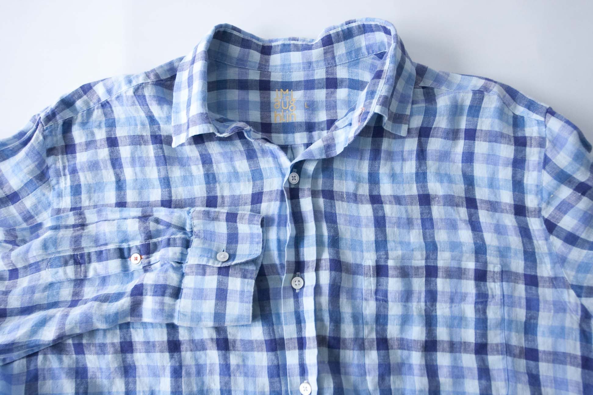 J.McLaughlin J McLaughlin Shirt 100% Linen Size L Blue Plaid Size US L / EU 52-54 / 3 - 1 Thumbnail