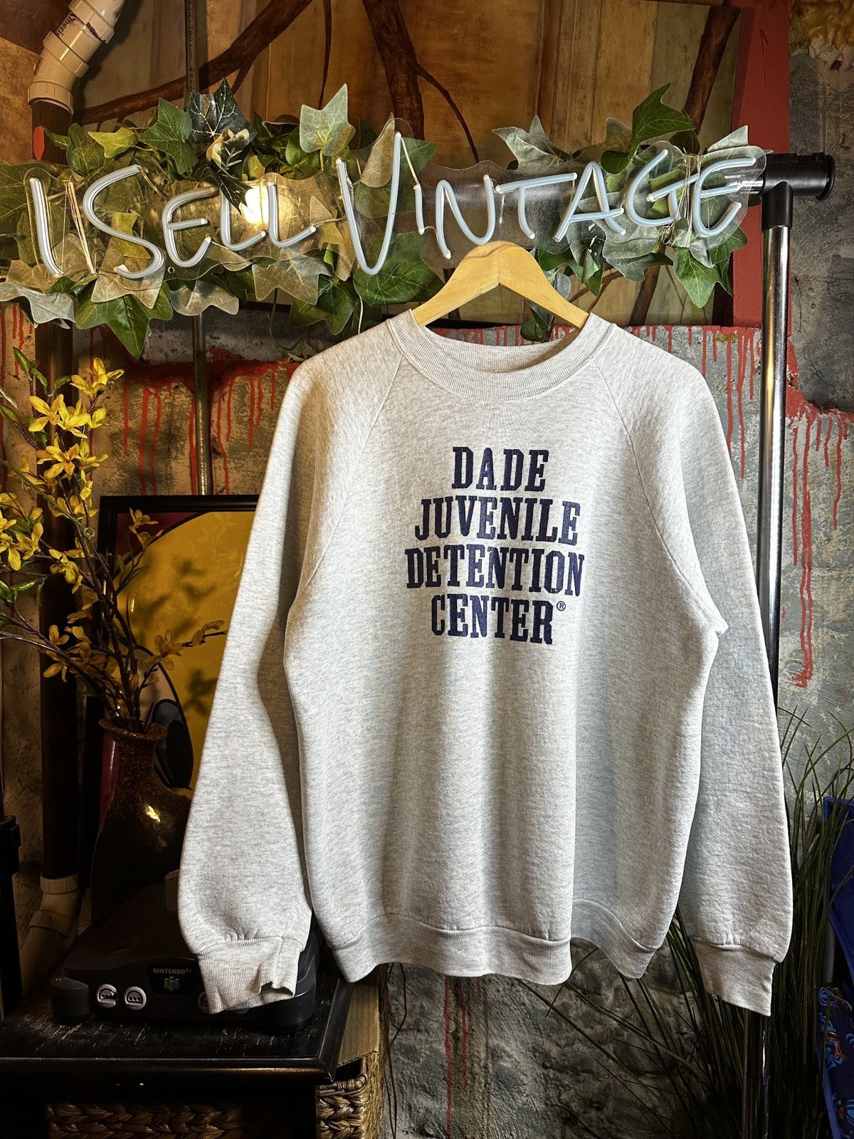 image of Vintage 80's Florida Dade Juvenile Detention Center Crewneck in Grey, Men's (Size XL)